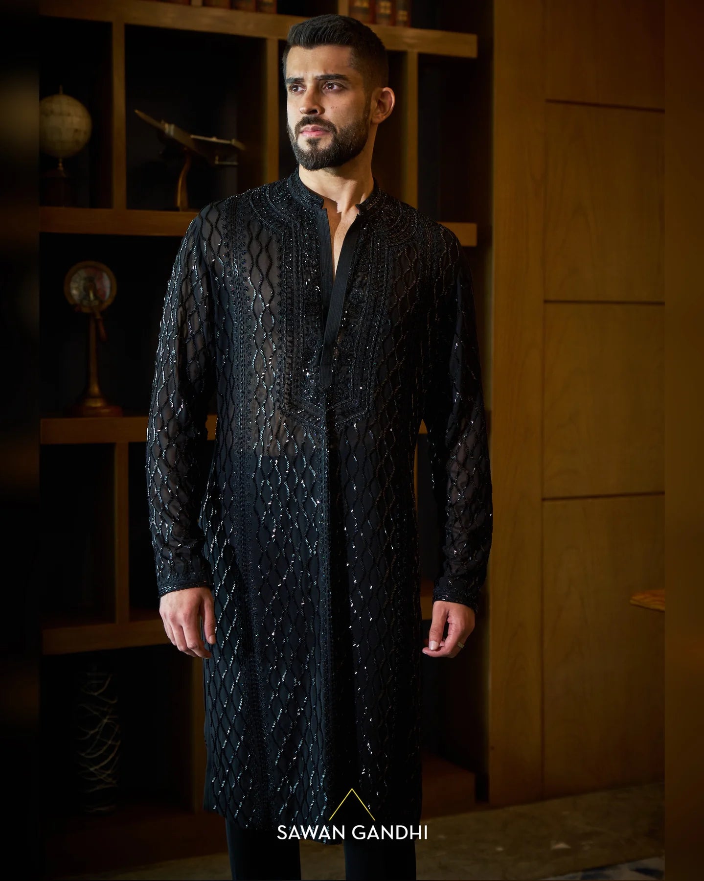 Black DNA lines kurta