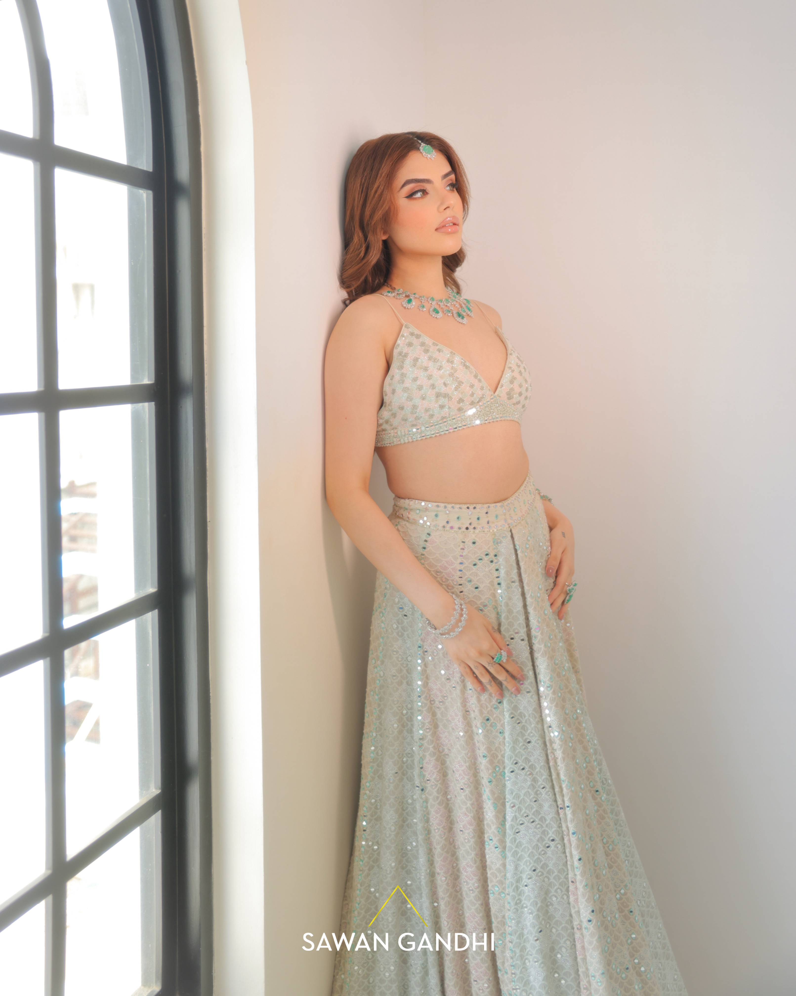 Muskan chanana in Multitone Chikankari Lehenga