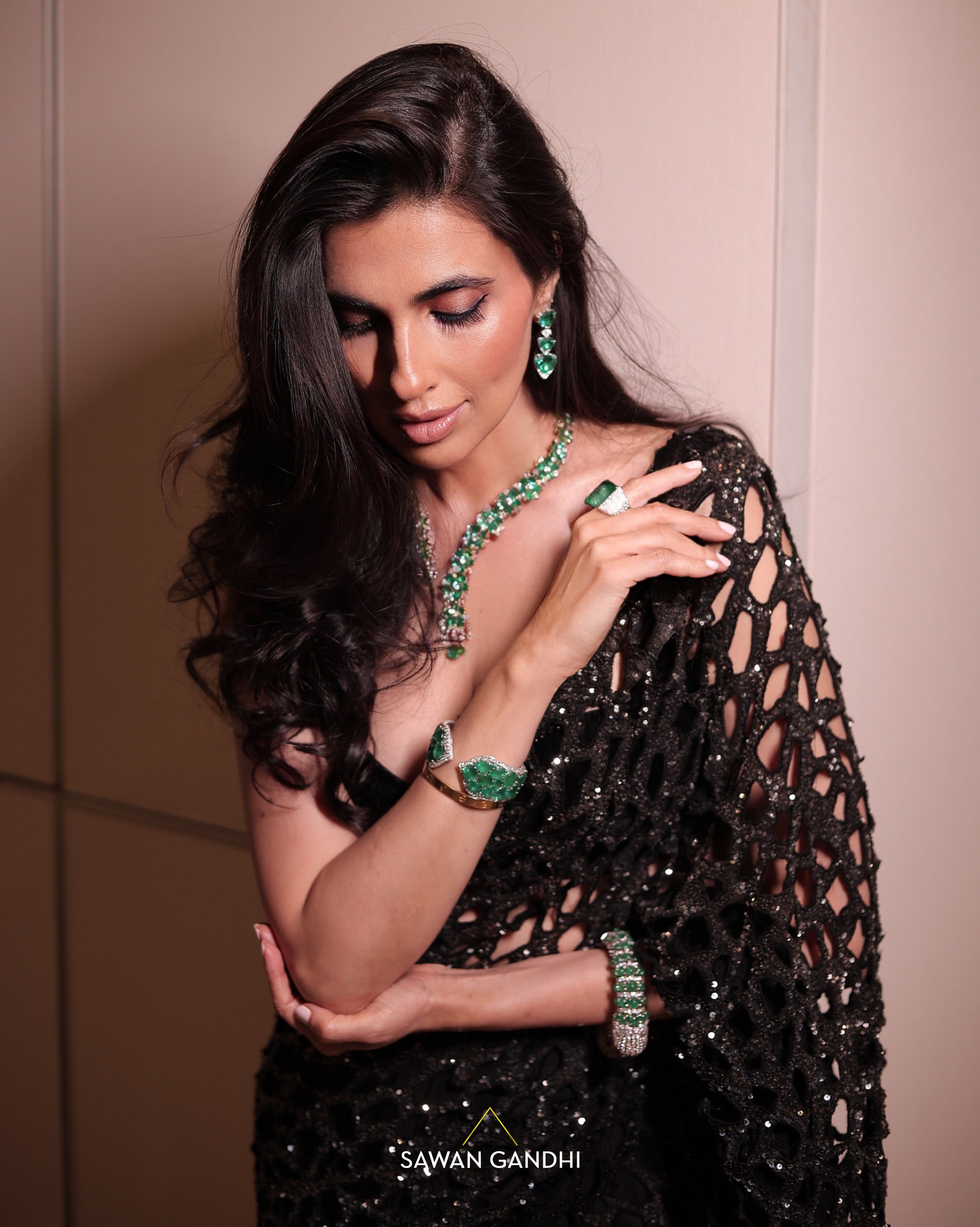 Prena Goel in Black ombre cutwork saree