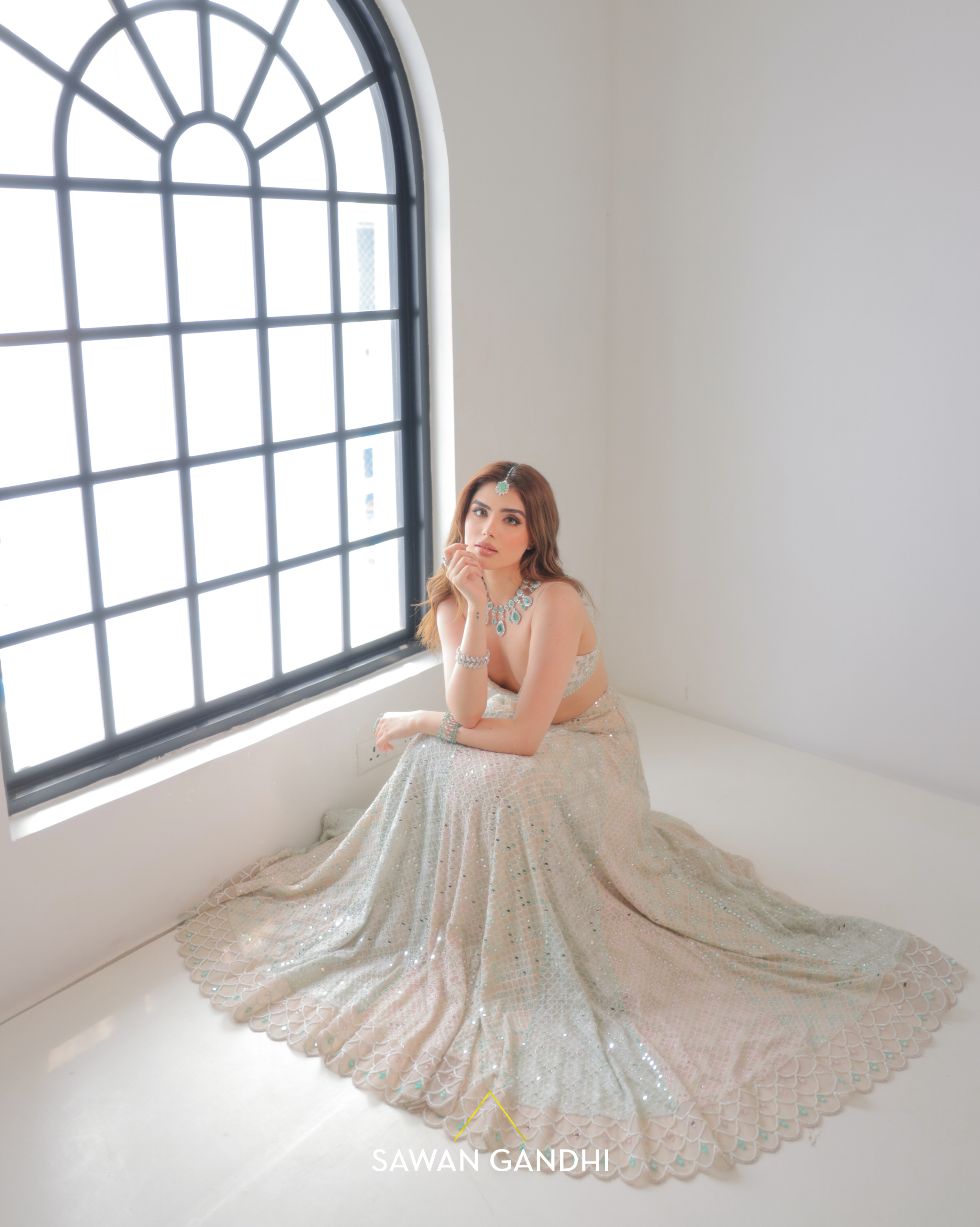 Muskan chanana in Multitone Chikankari Lehenga