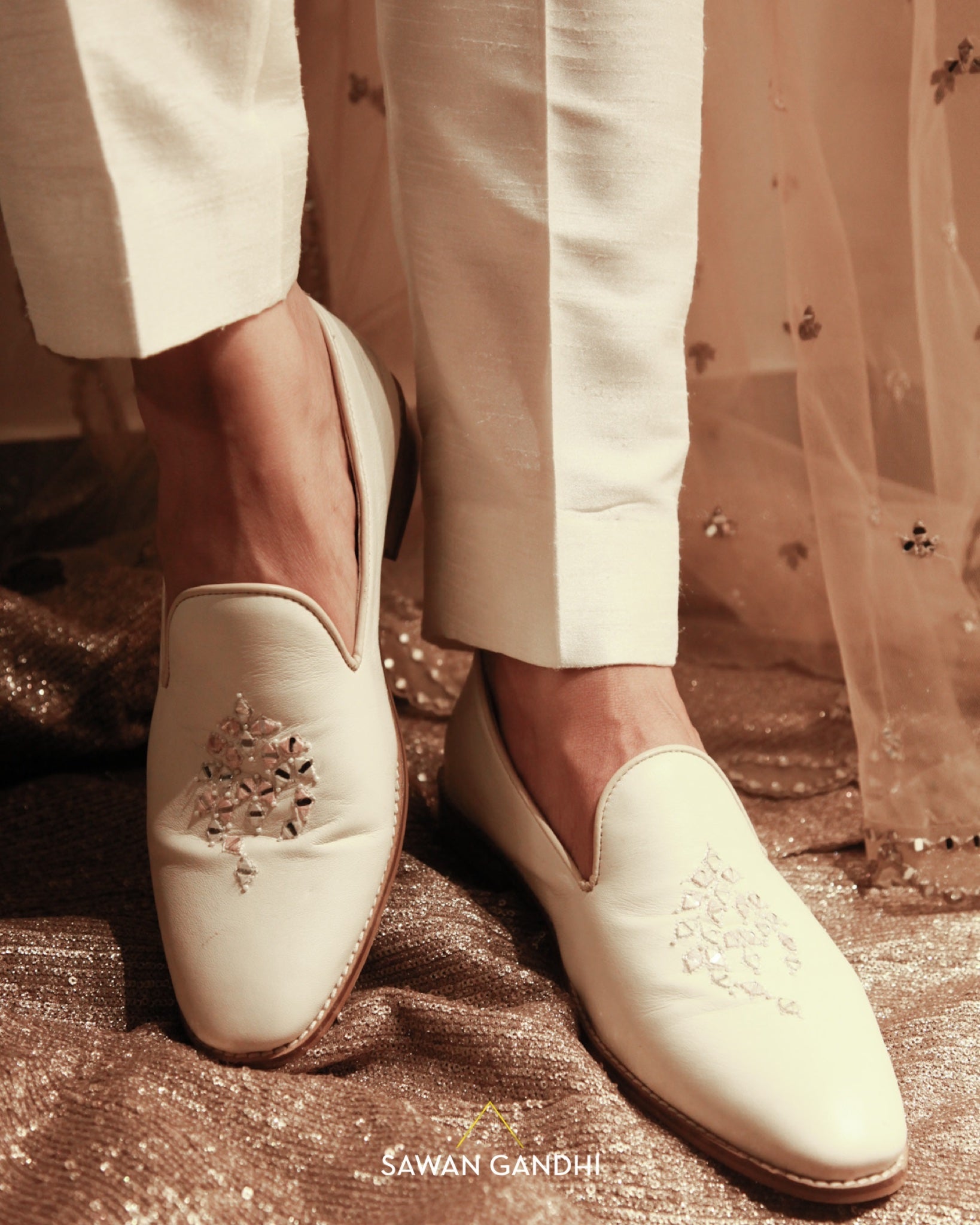 Ivory mirror shoes