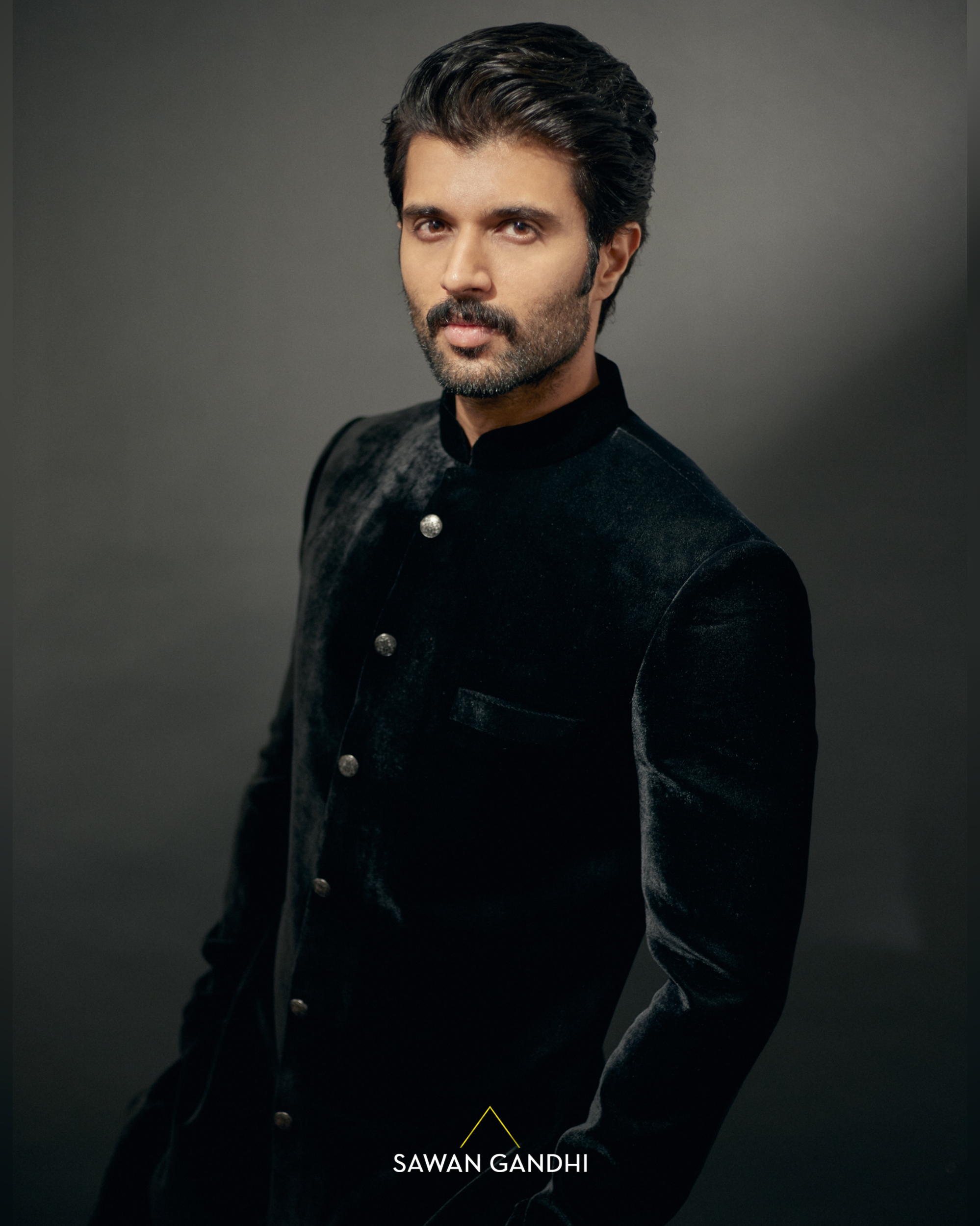 Vijay Deverakonda in Black velvet sherwani