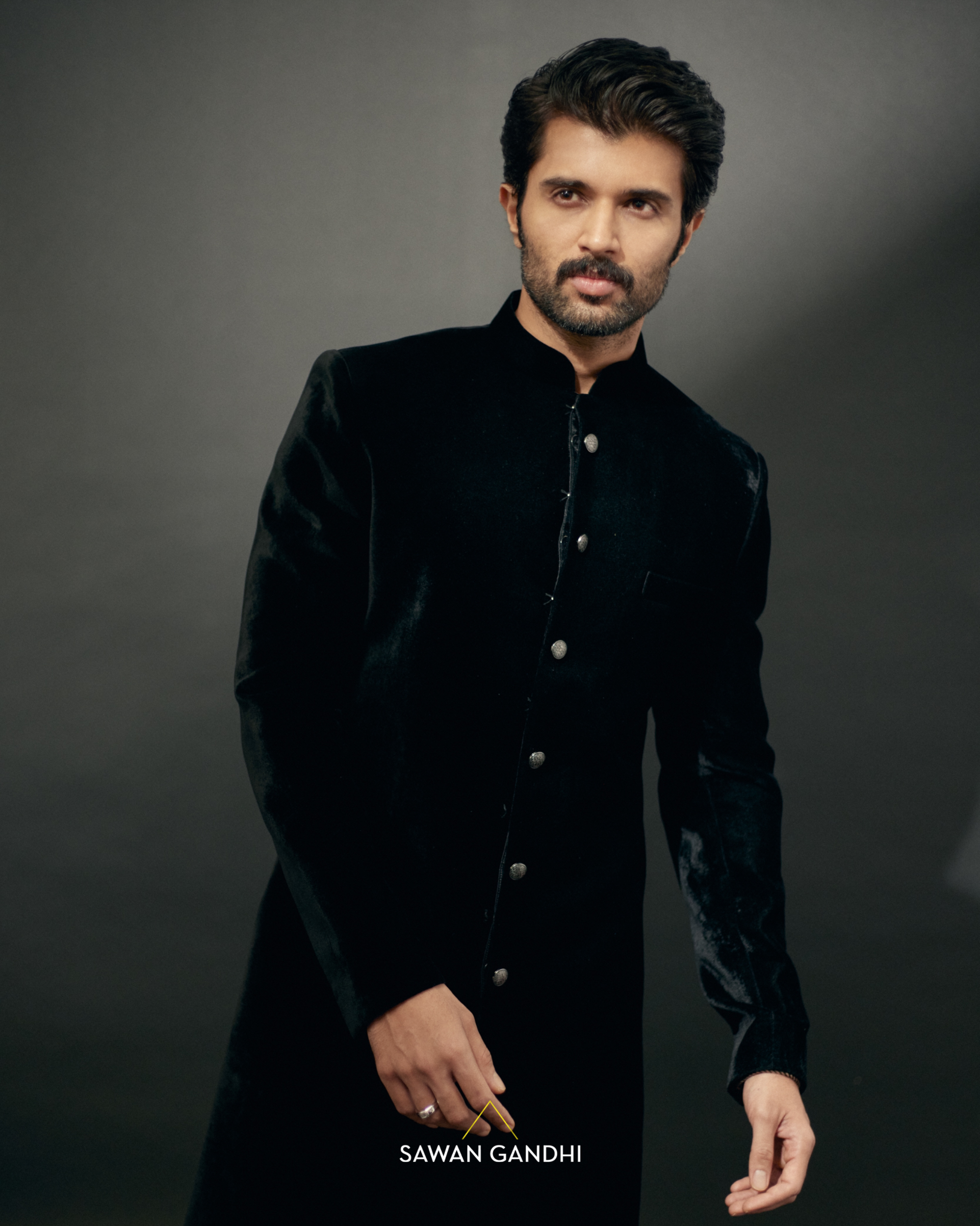 Vijay Deverakonda in Black velvet sherwani