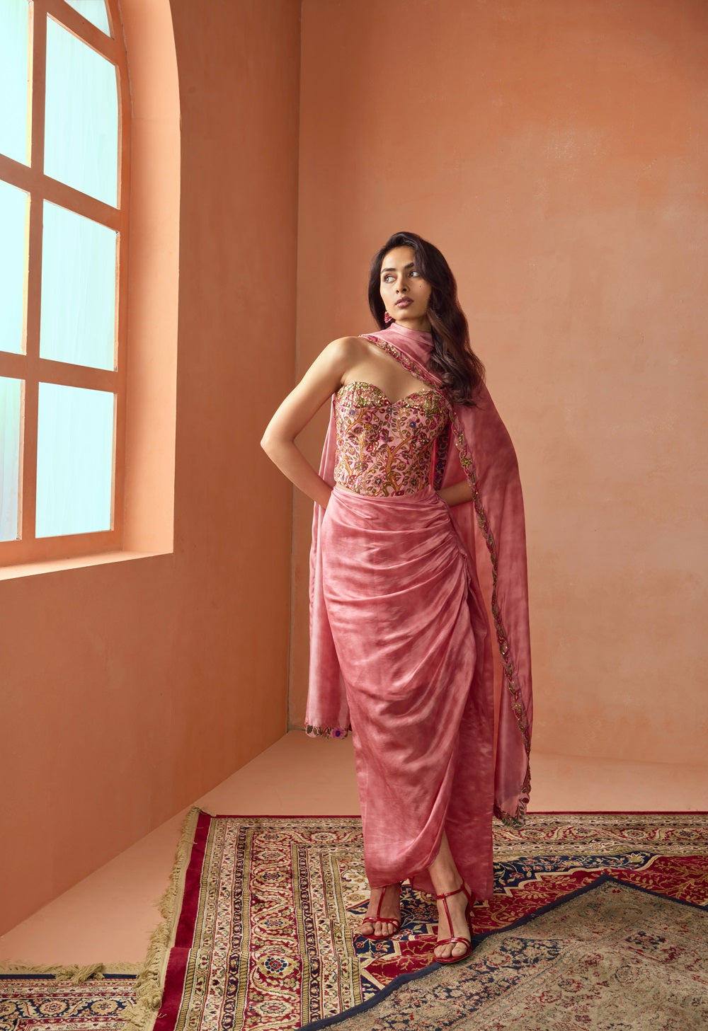 Corset And Draped Skirt Set