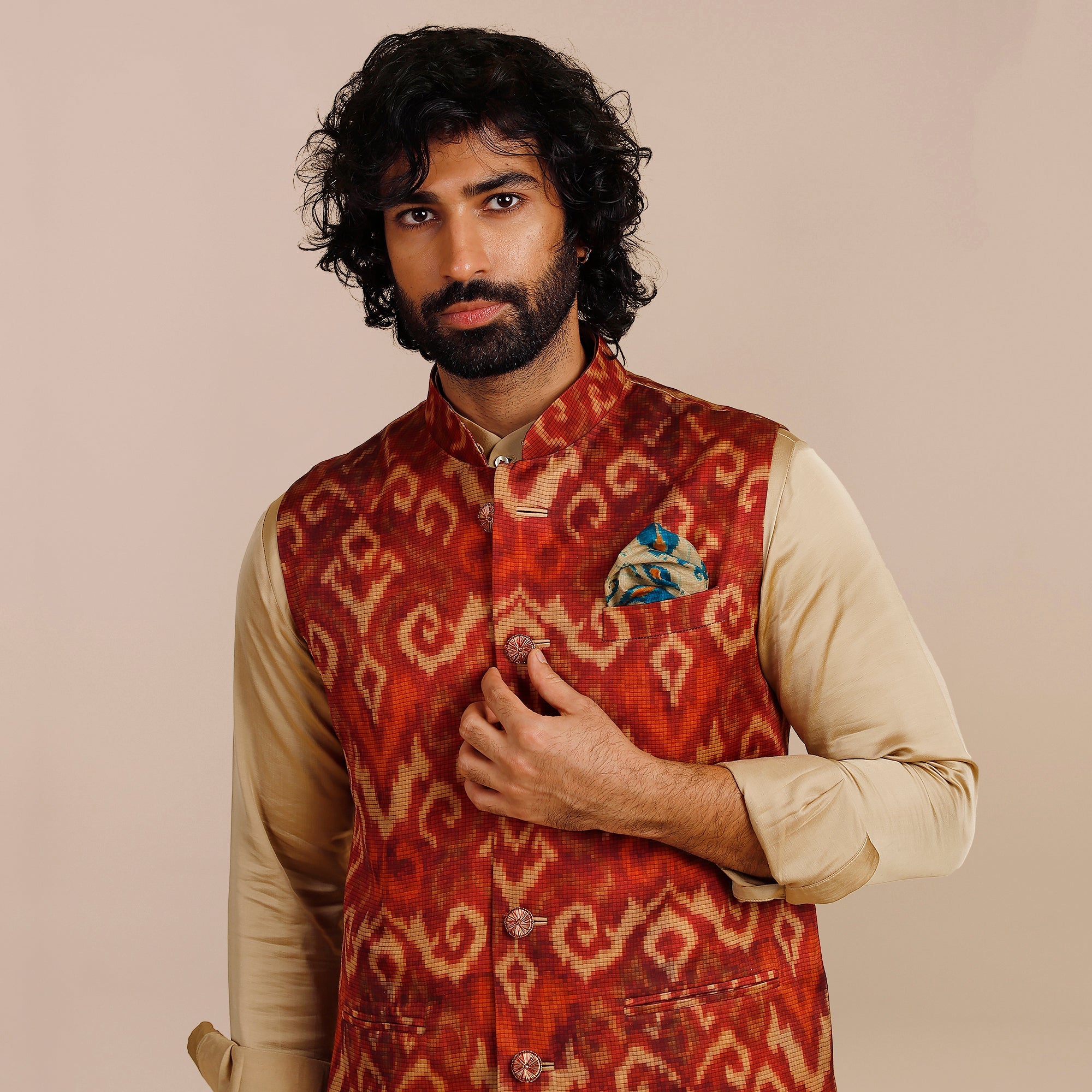 Rust Red Nehru Jacket | SATT