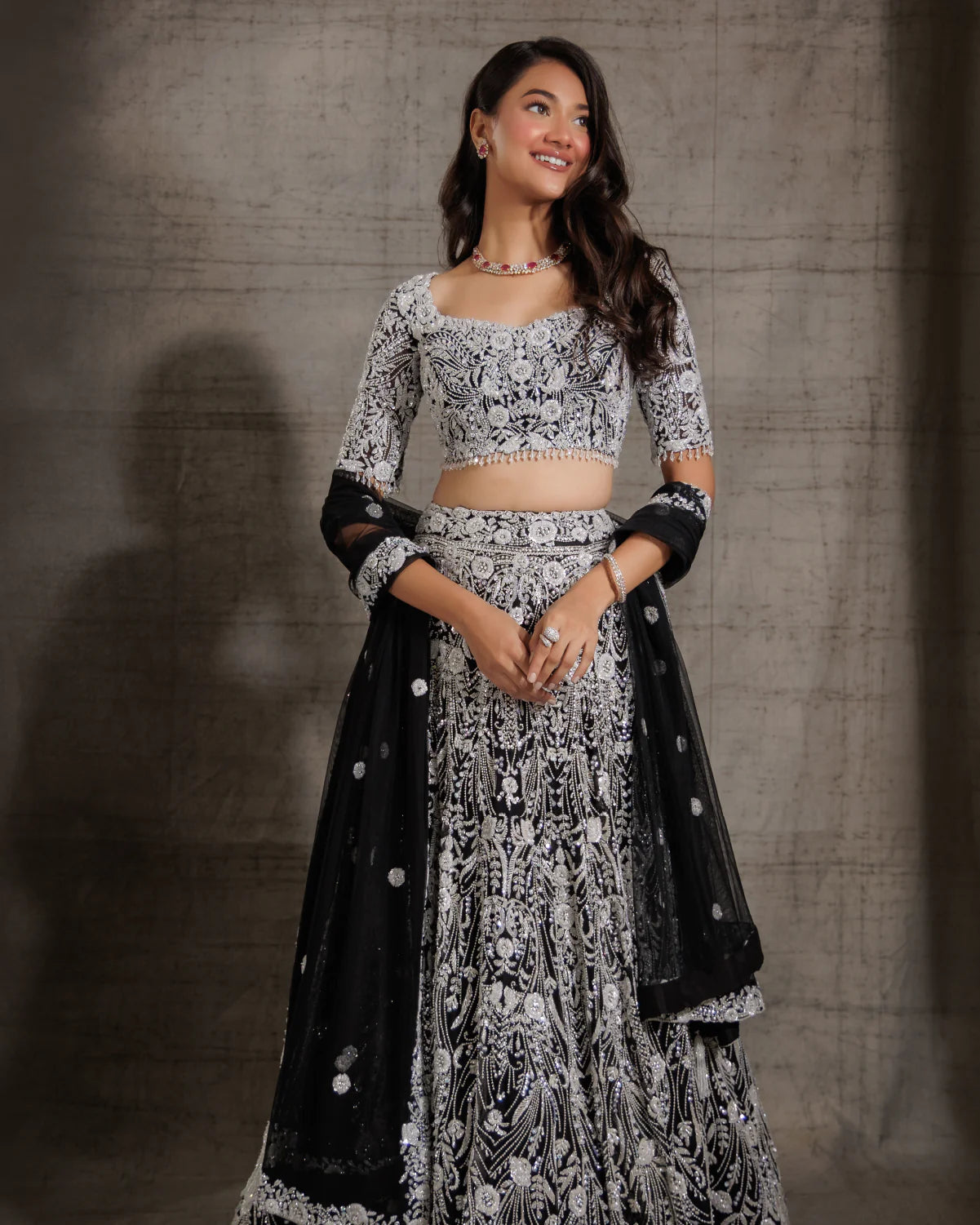 Noir Crystal Lehenga