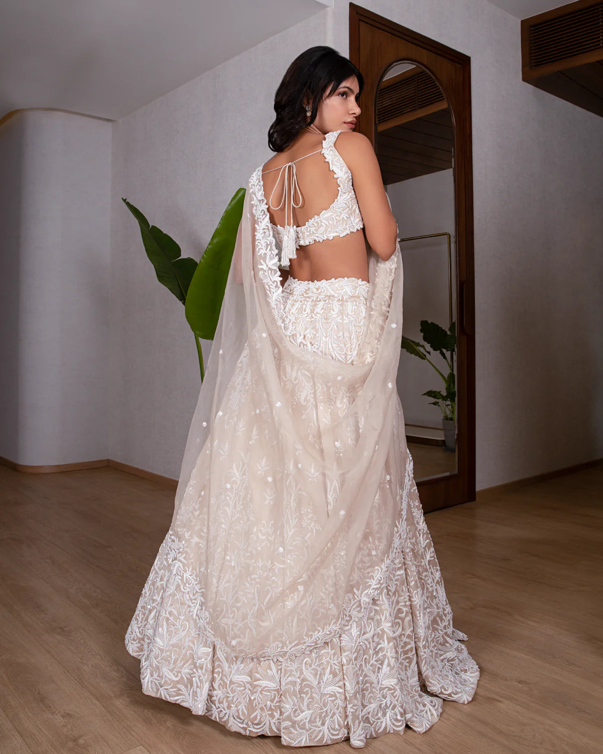 Kohinoor White & Beige Lehenga