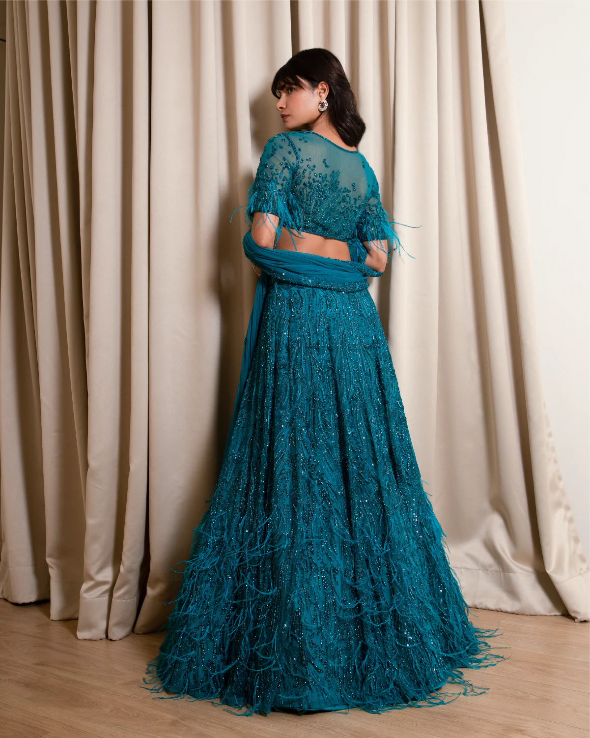 Teal Pavo Lehenga