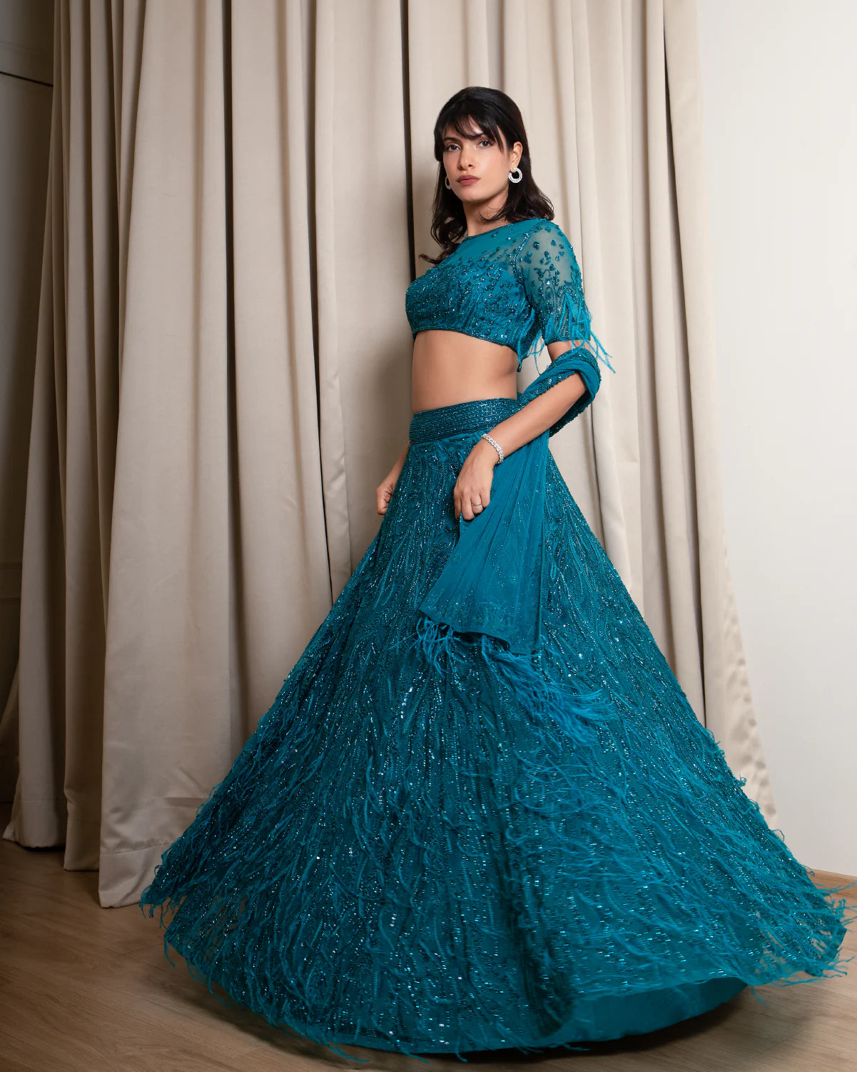 Teal Pavo Lehenga