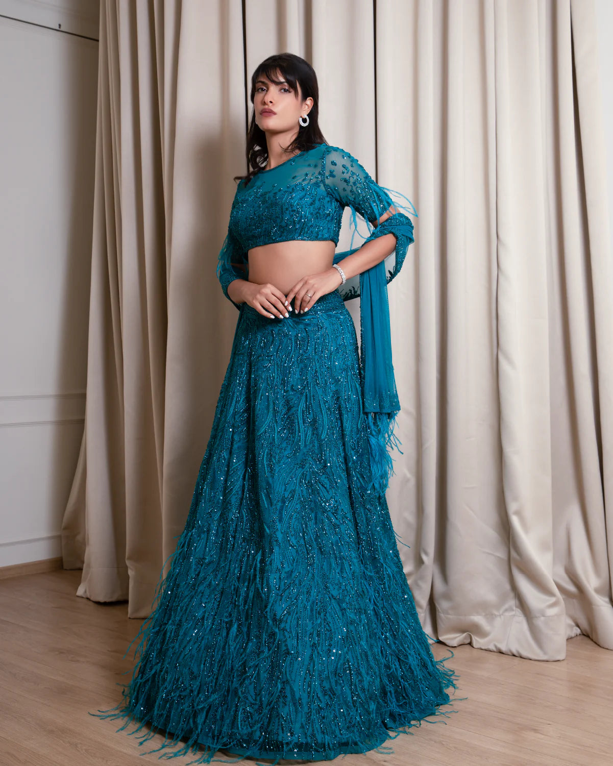 Teal Pavo Lehenga