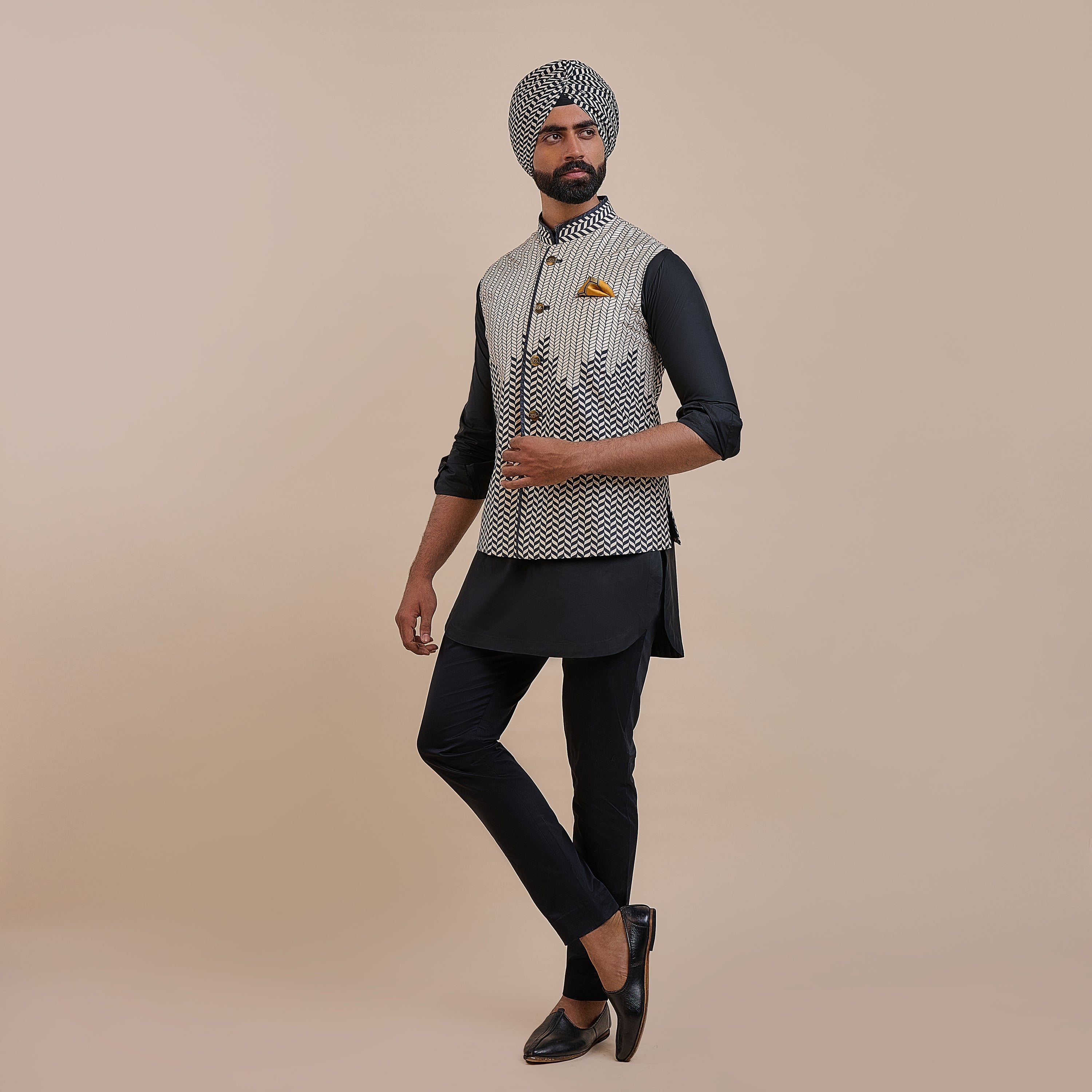 Signature Chevron Nehru Jacket | ATTH