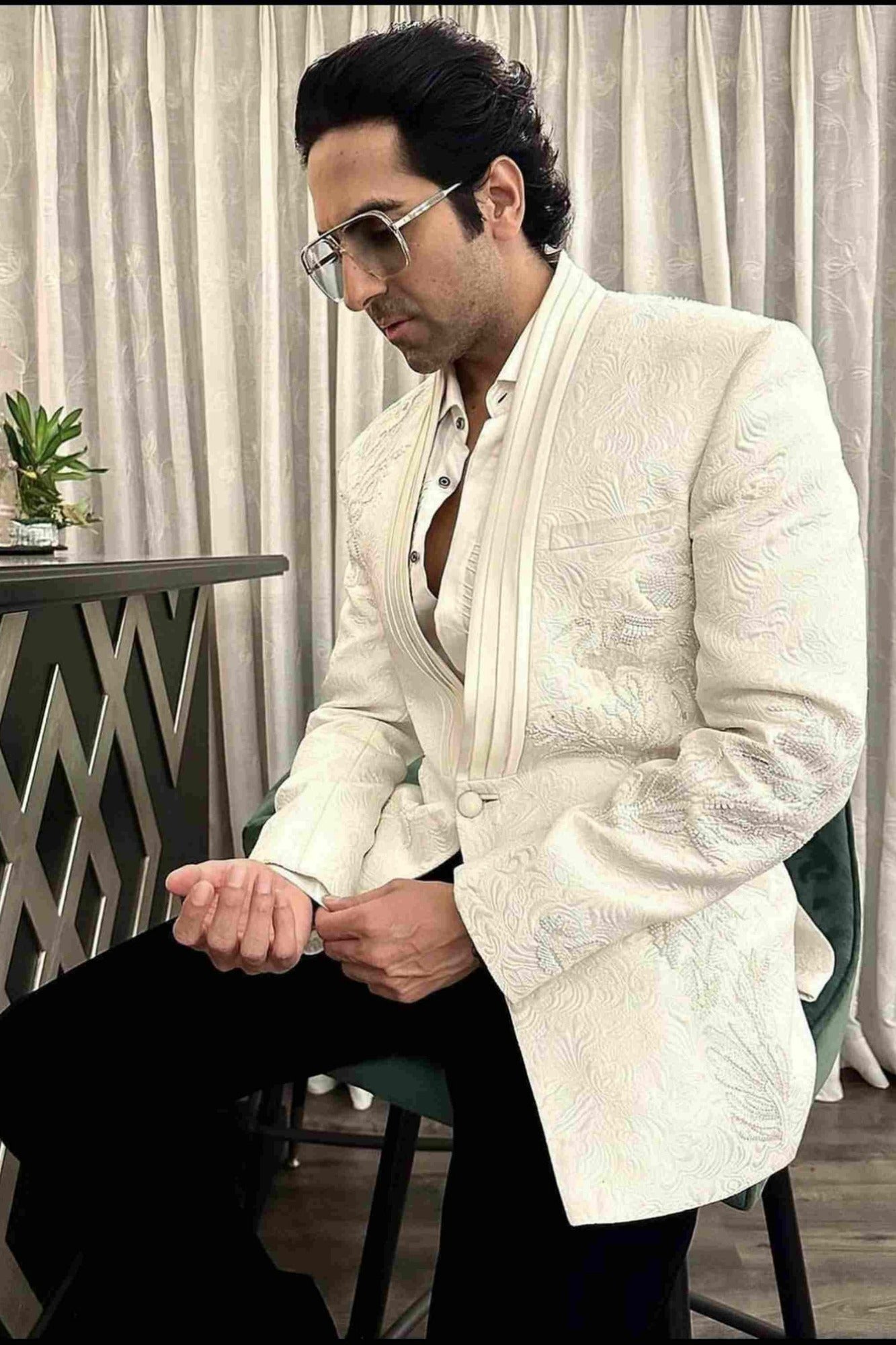 Off White Jacquard Tuxedo