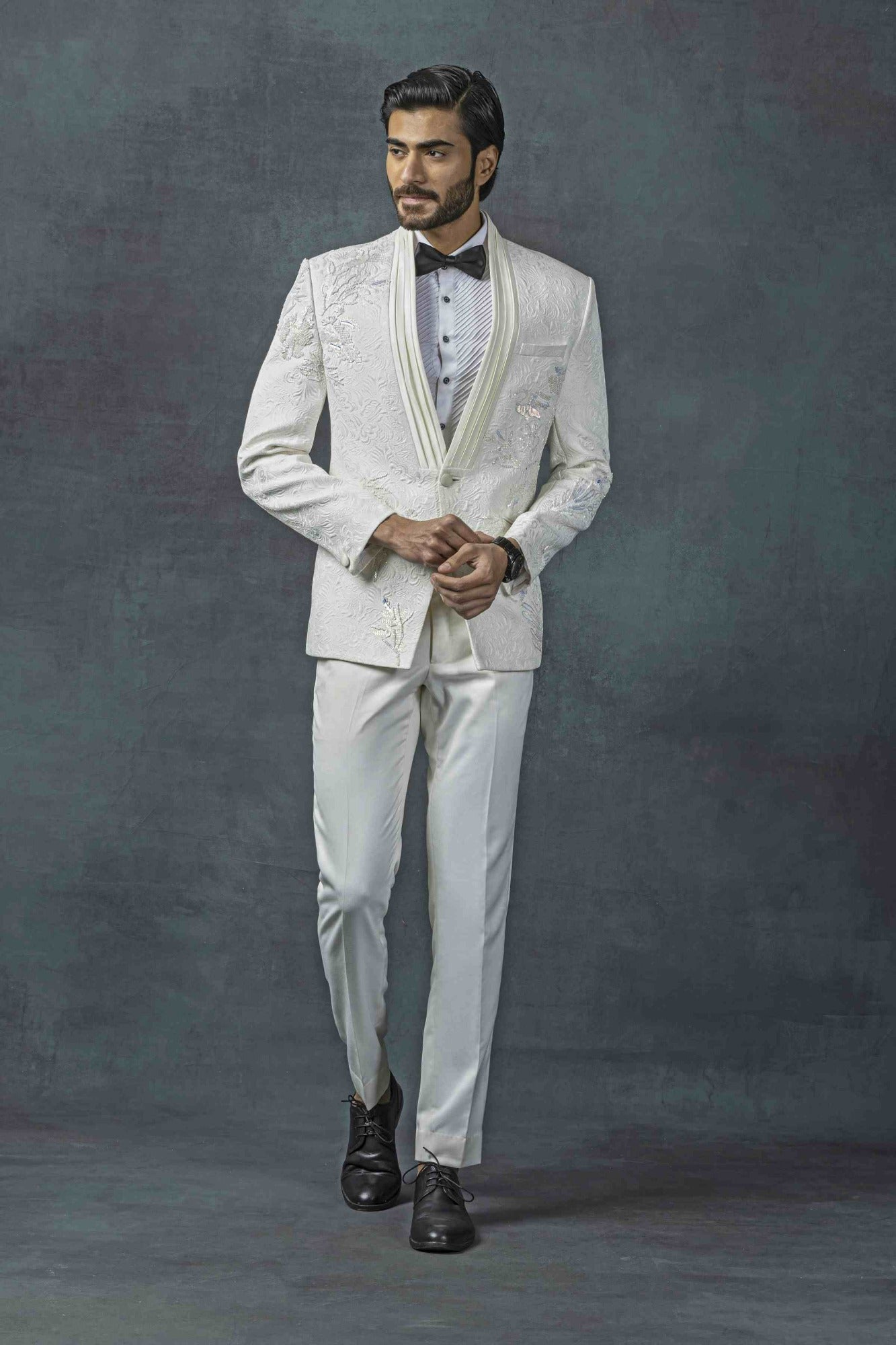 Off White Jacquard Tuxedo