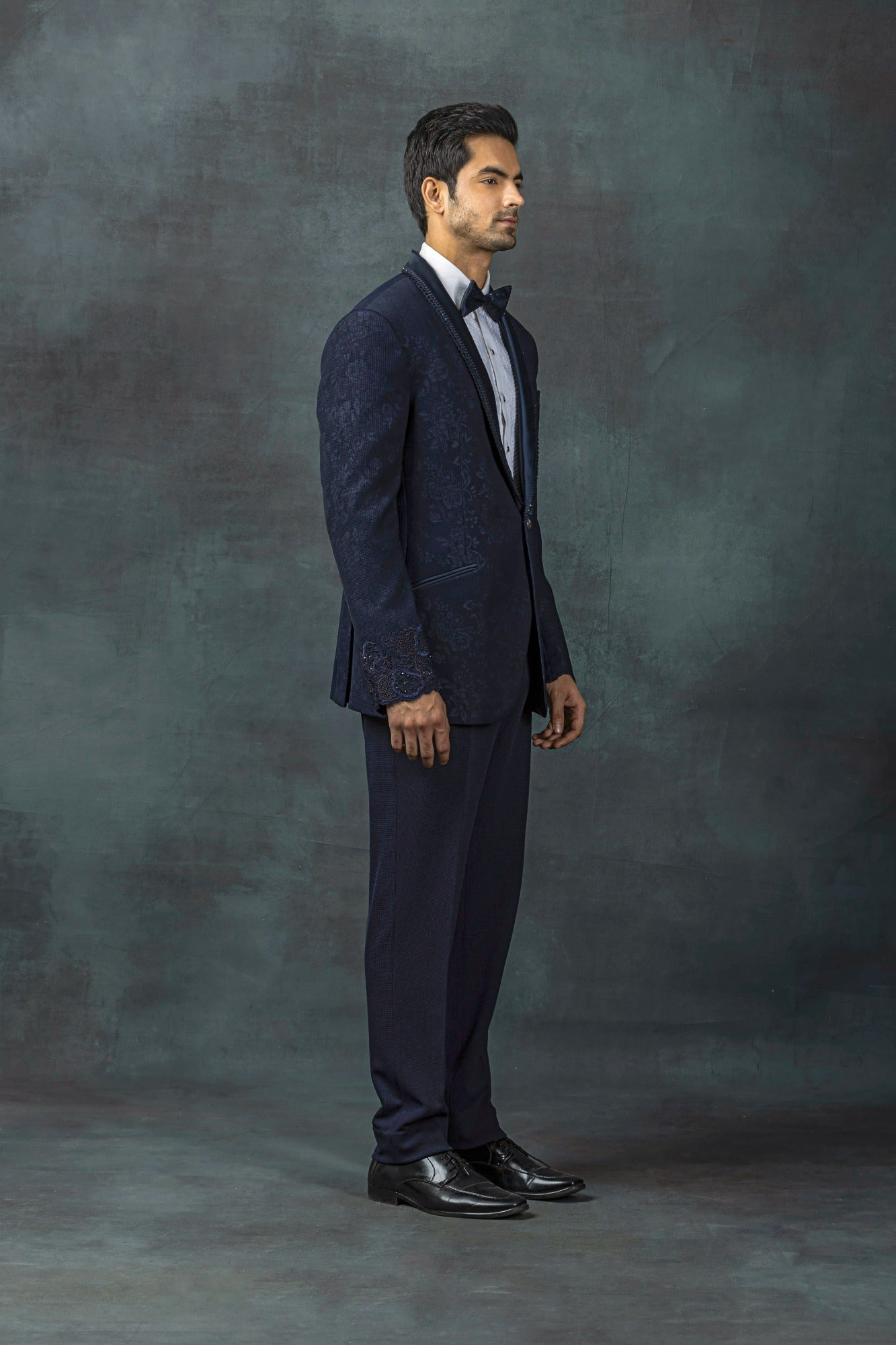 Navy Jacquard Frill Tuxedo