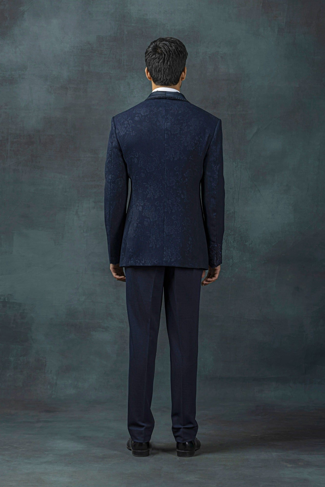 Navy Jacquard Frill Tuxedo