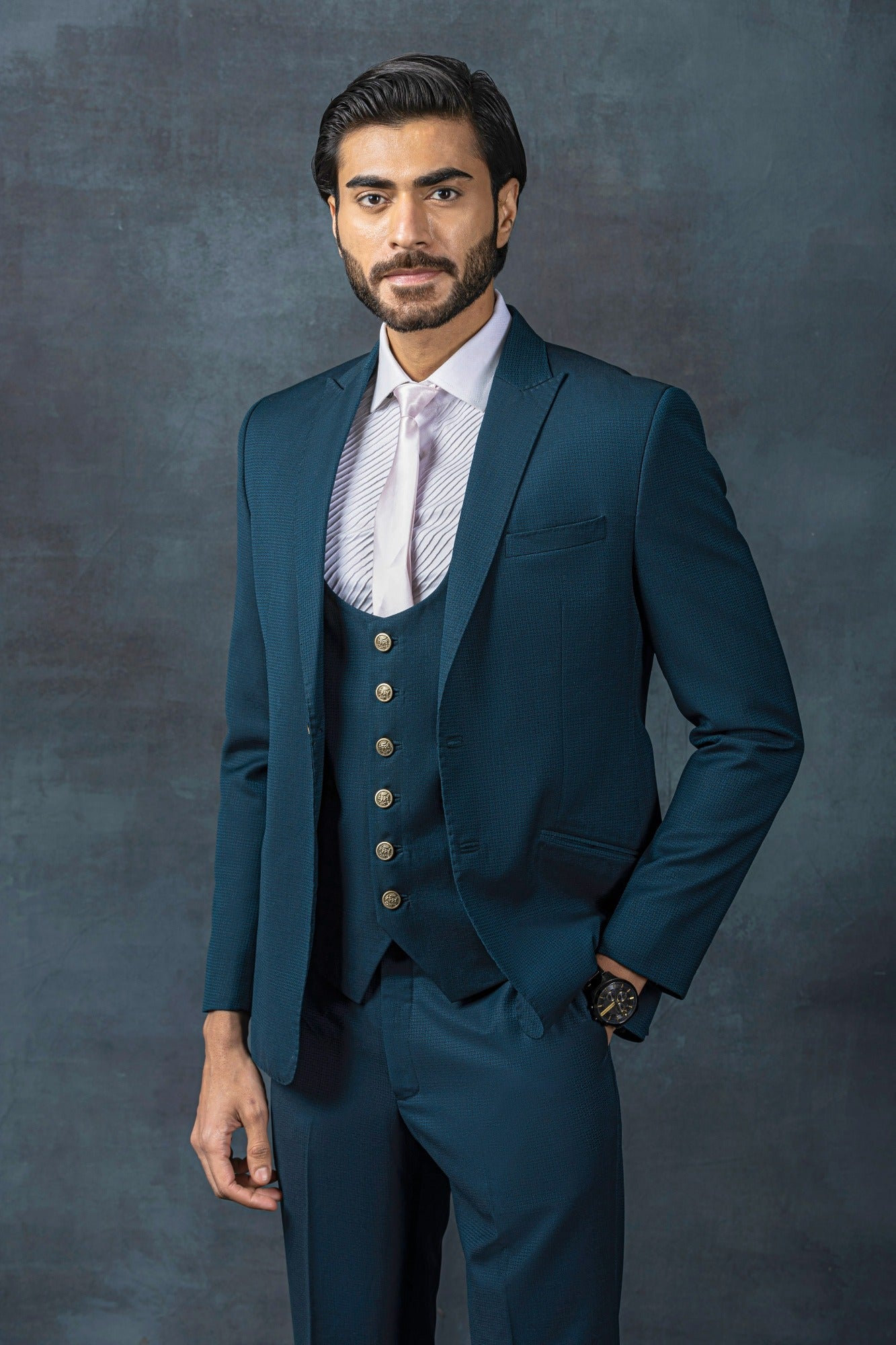 Teal Two Buttoned Suit