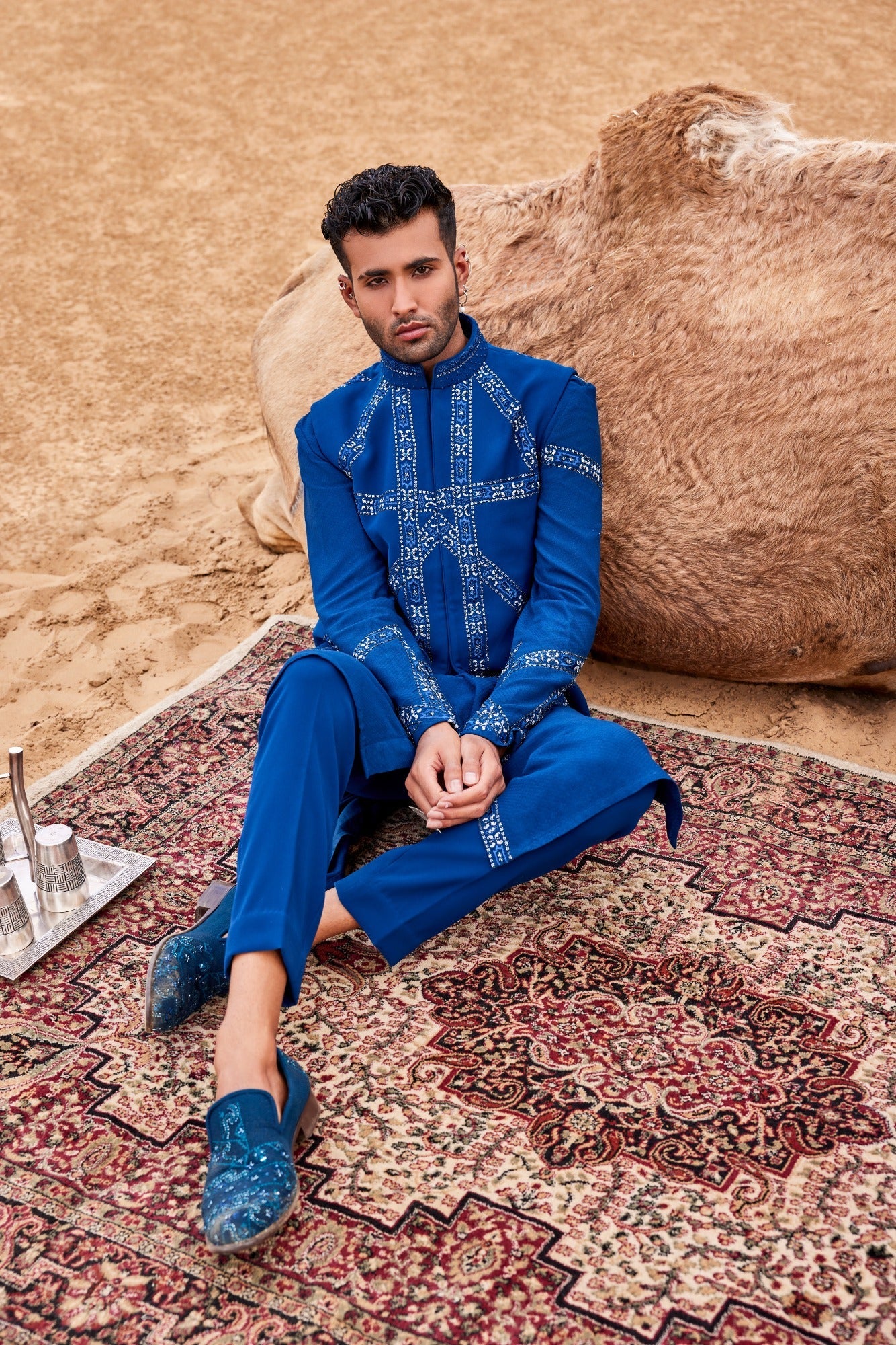 Indigo Blue Waistcoat Set