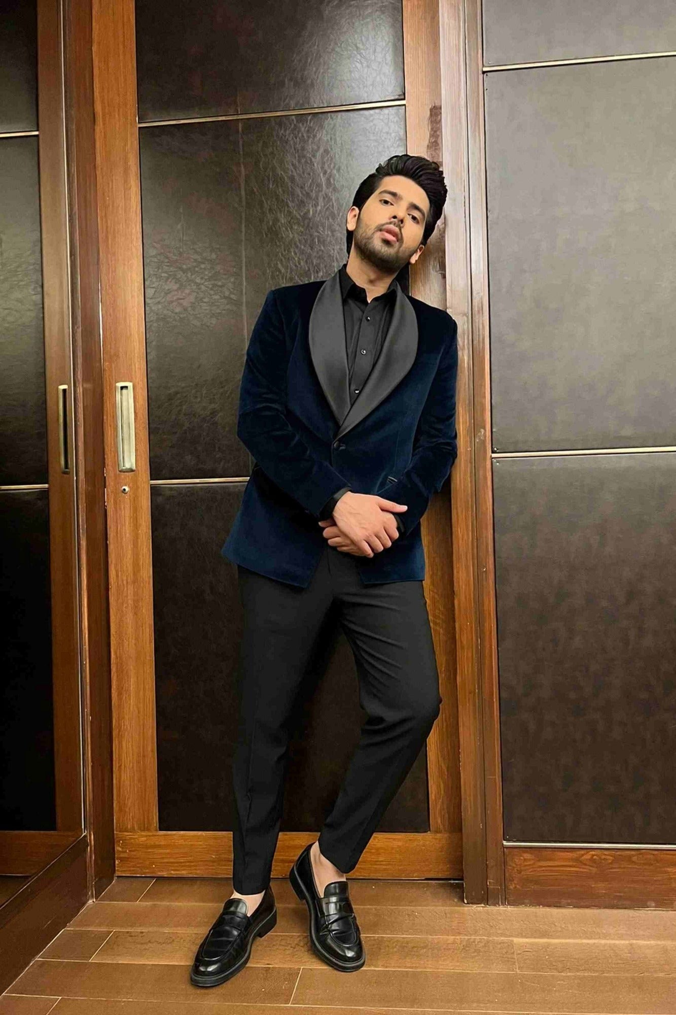 Teal Tuxedo With Satin Detailing