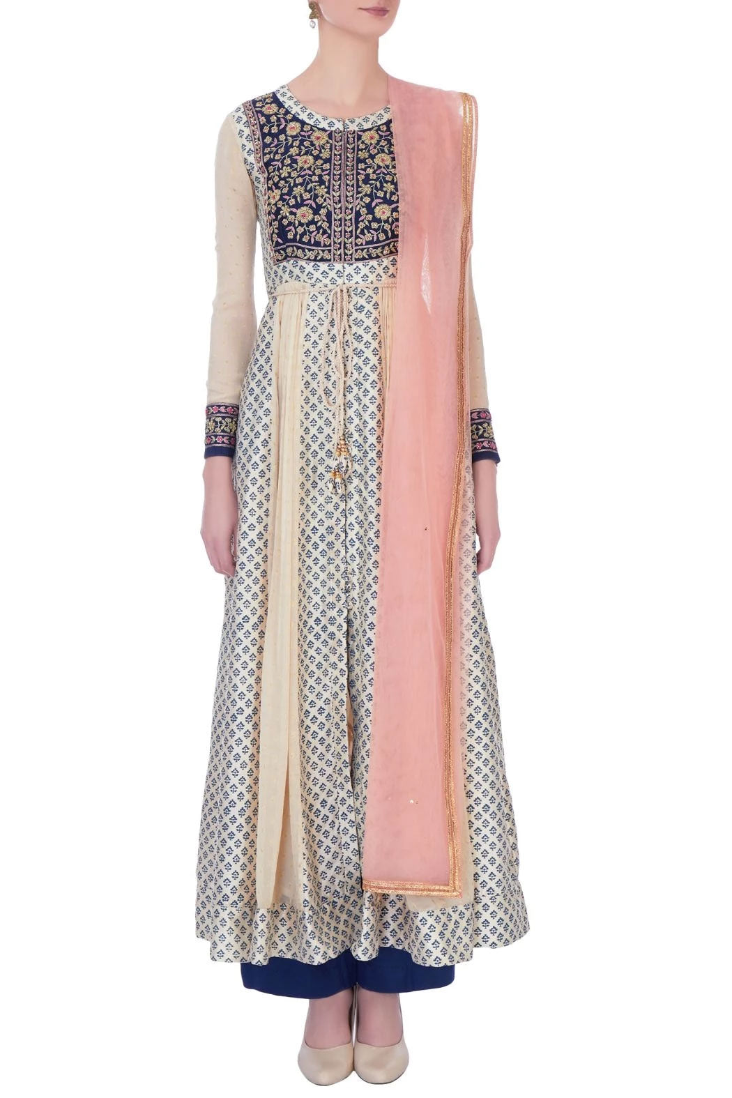 Ivory Blue Anarkali Set