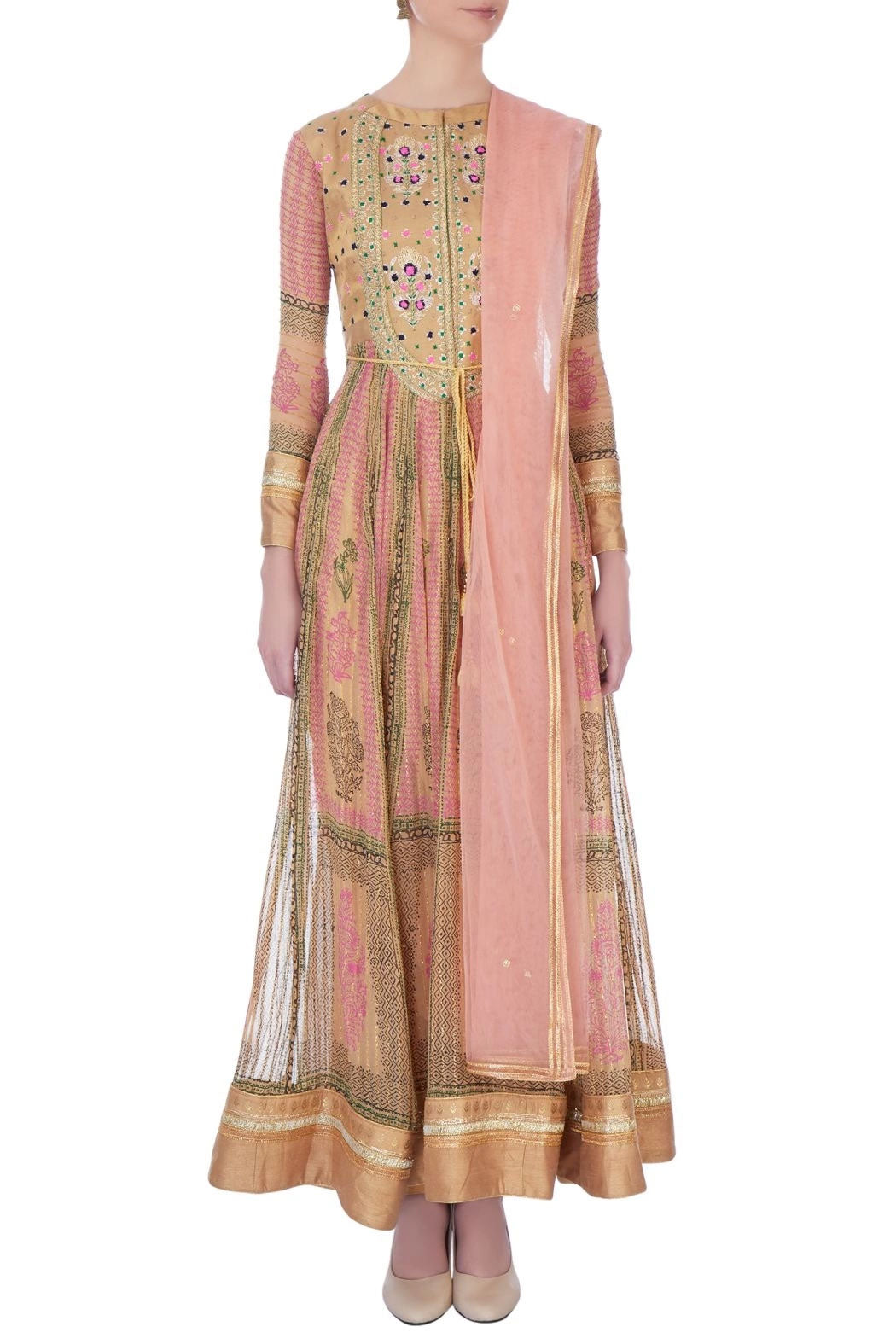 Pink & Gold Anarkali set