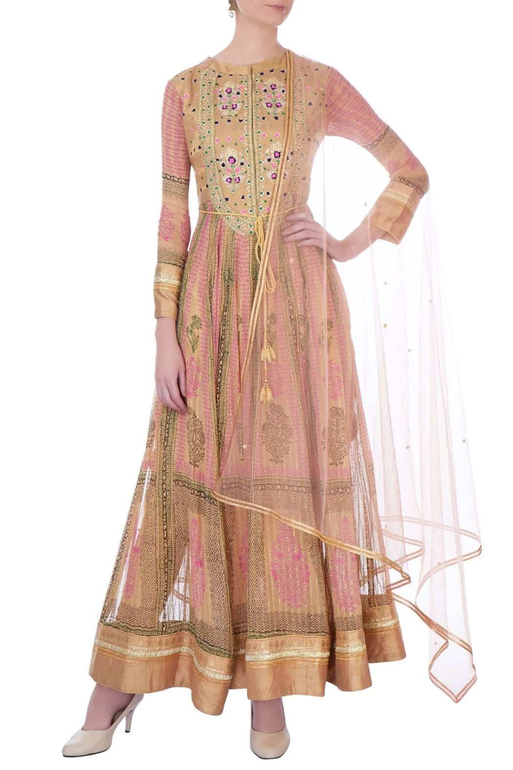 Pink & Gold Anarkali set