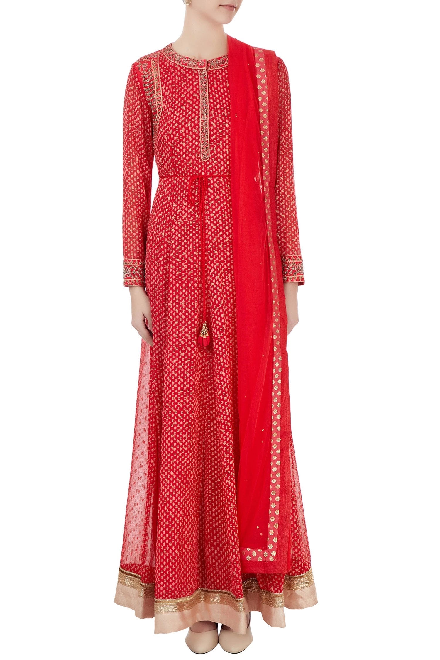 Pink-Red Anarkali set