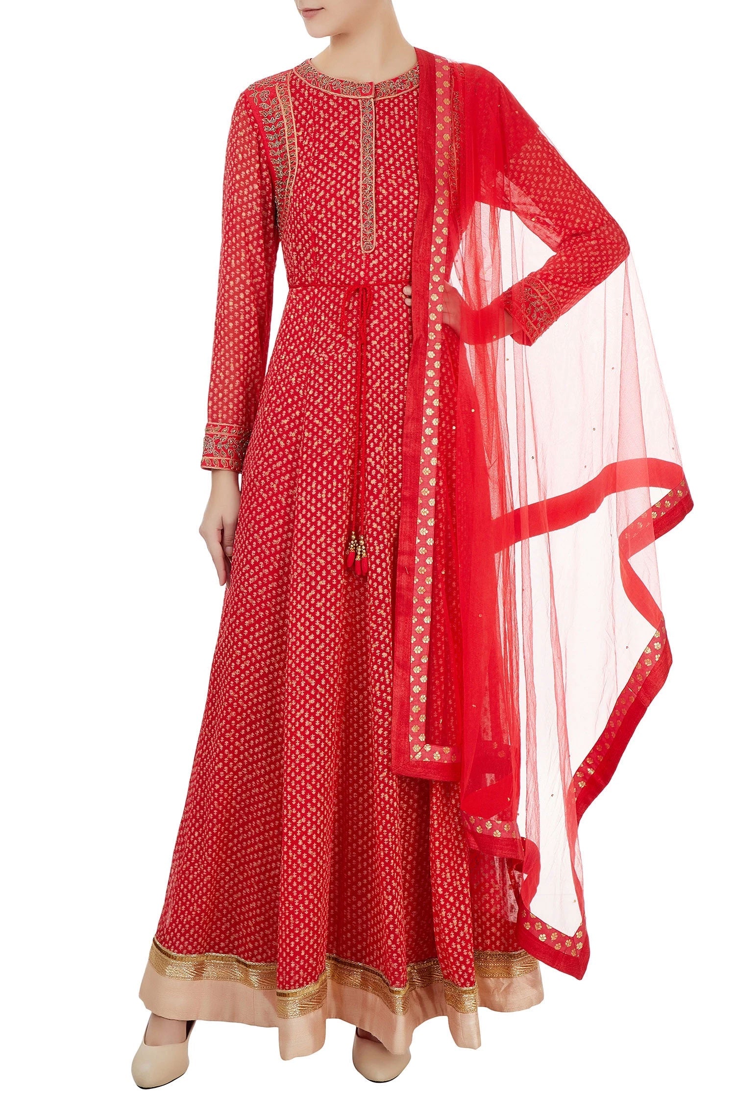 Pink-Red Anarkali set