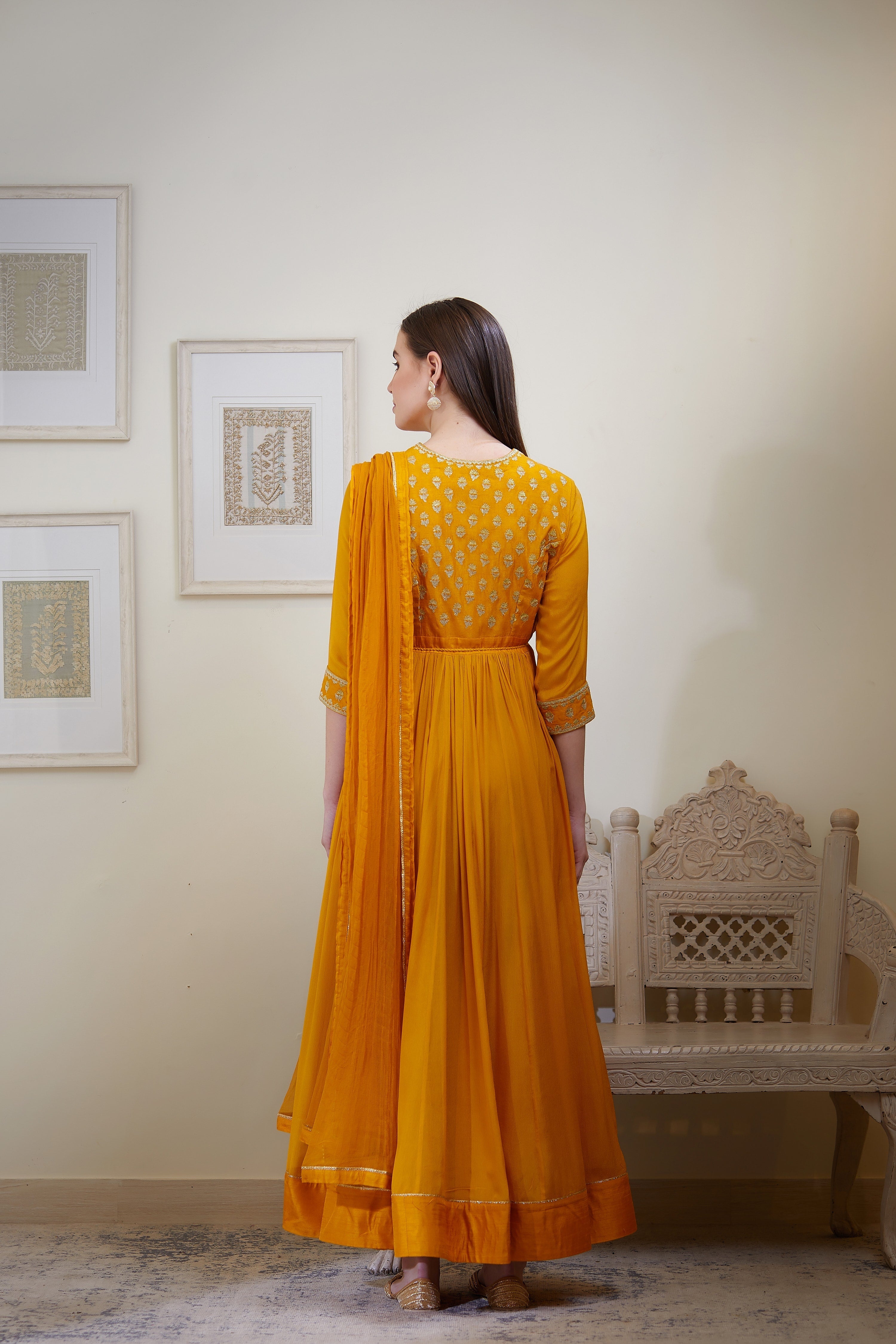 Rust Orange Anarkali Set