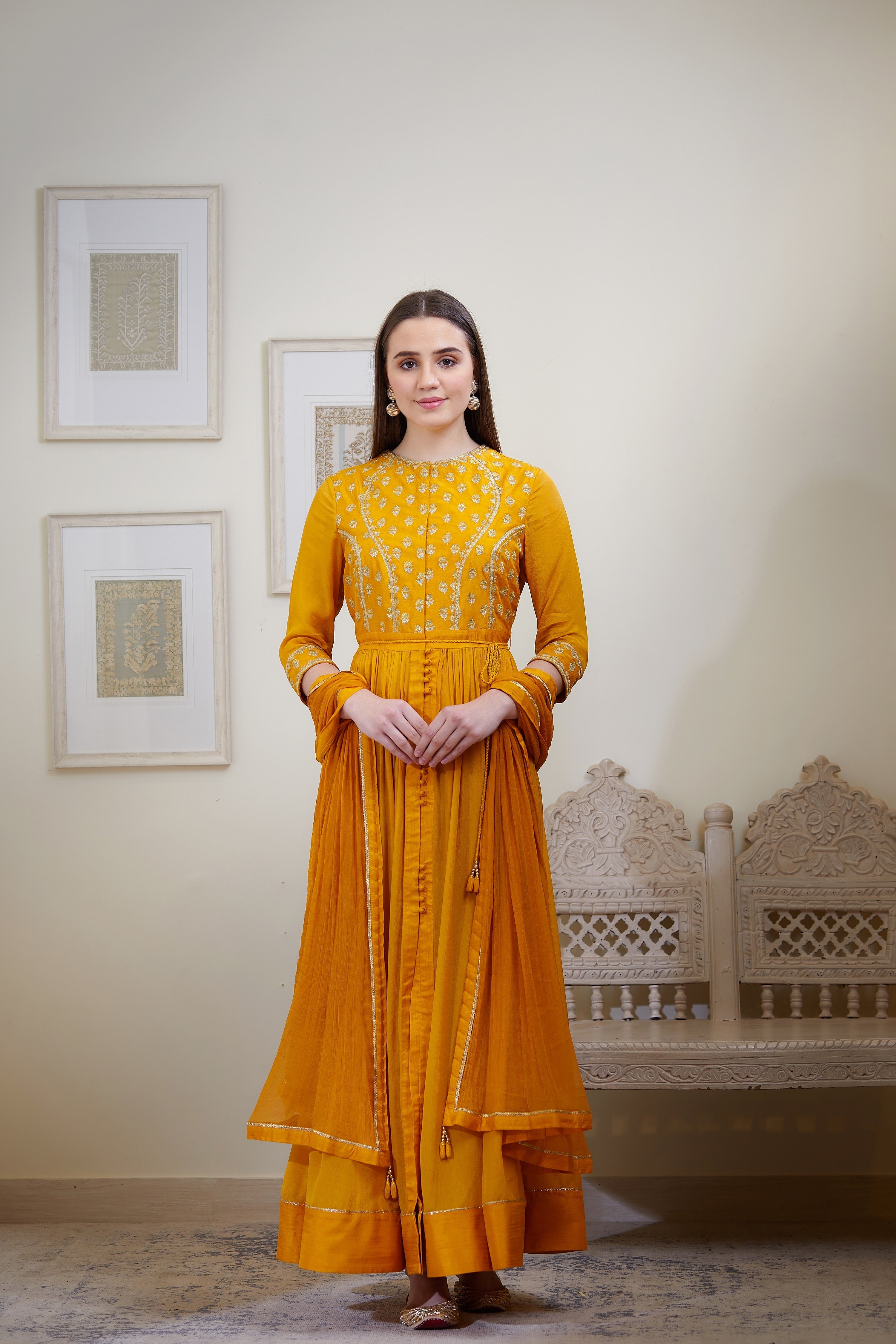 Rust Orange Anarkali Set