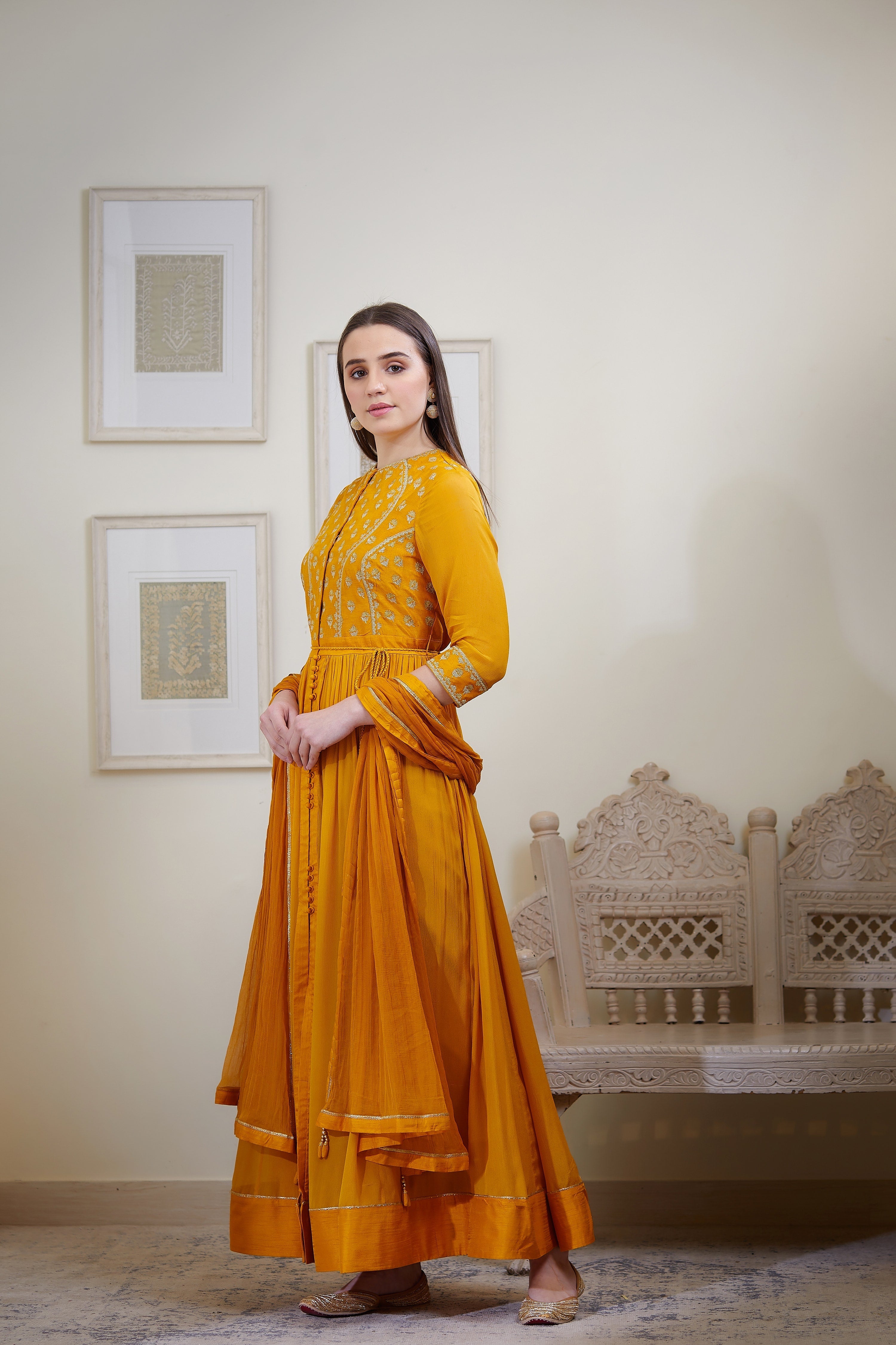 Rust Orange Anarkali Set