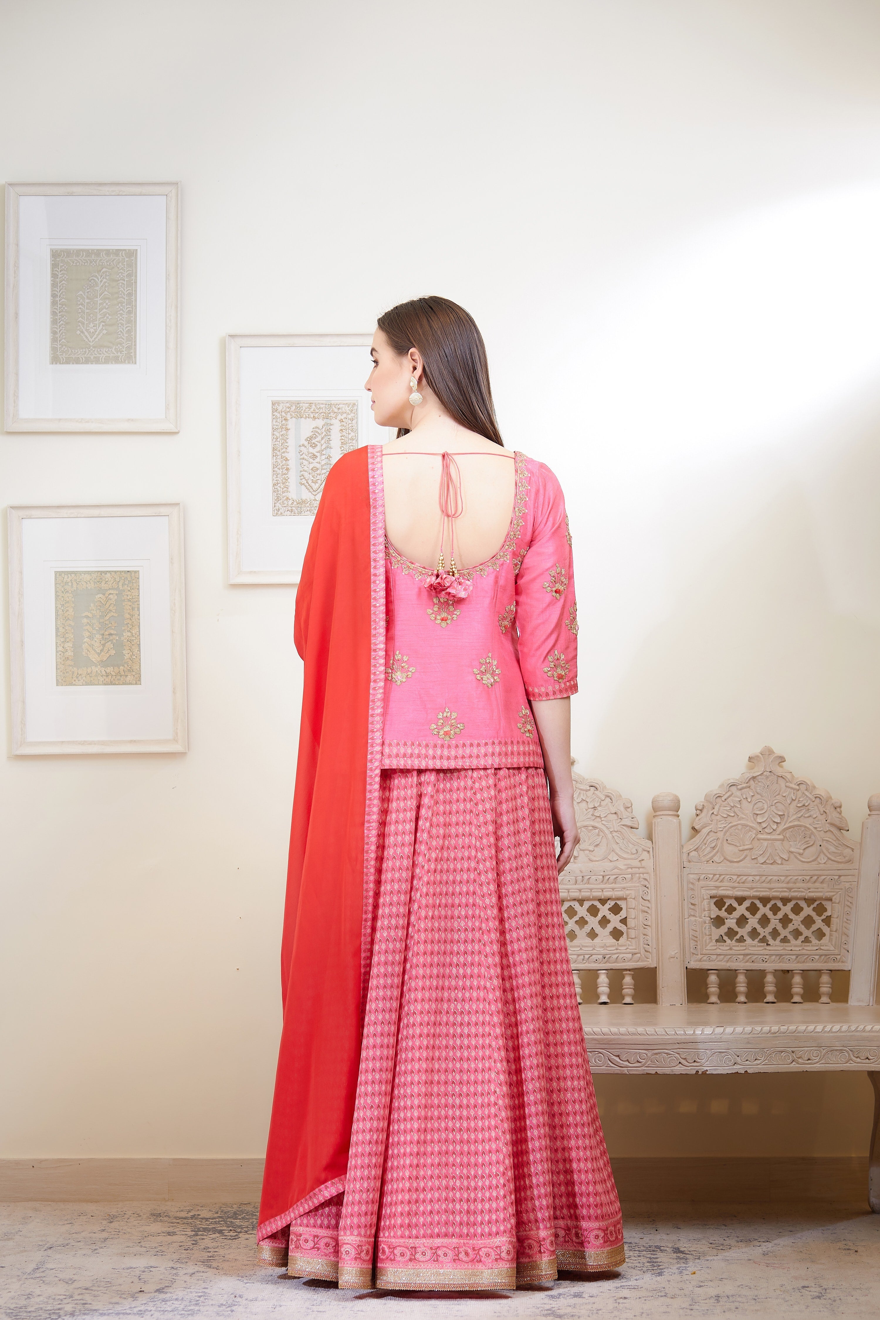 Rose Pink Kurta & Skirt Set