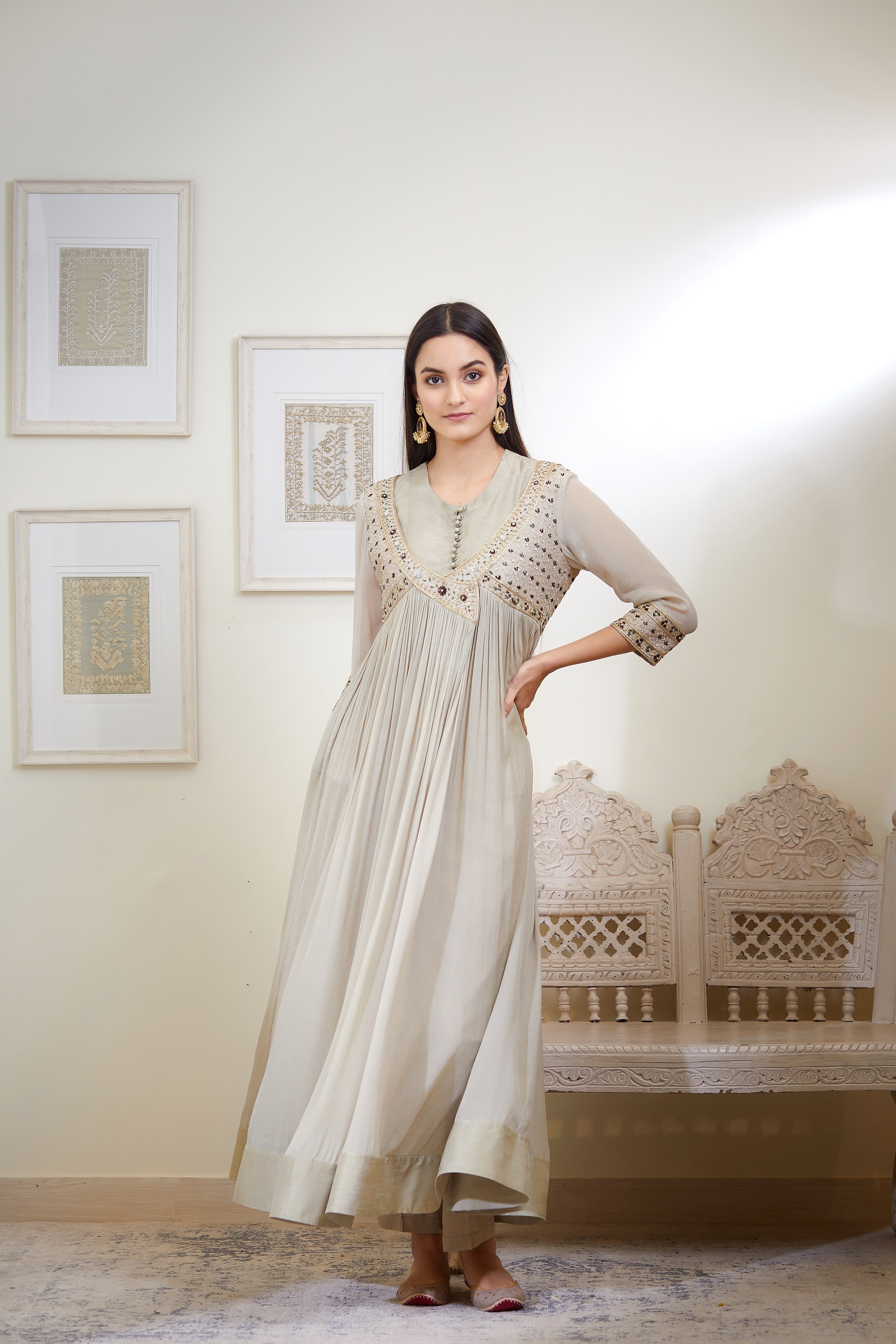 Fog Green Angrakha Set