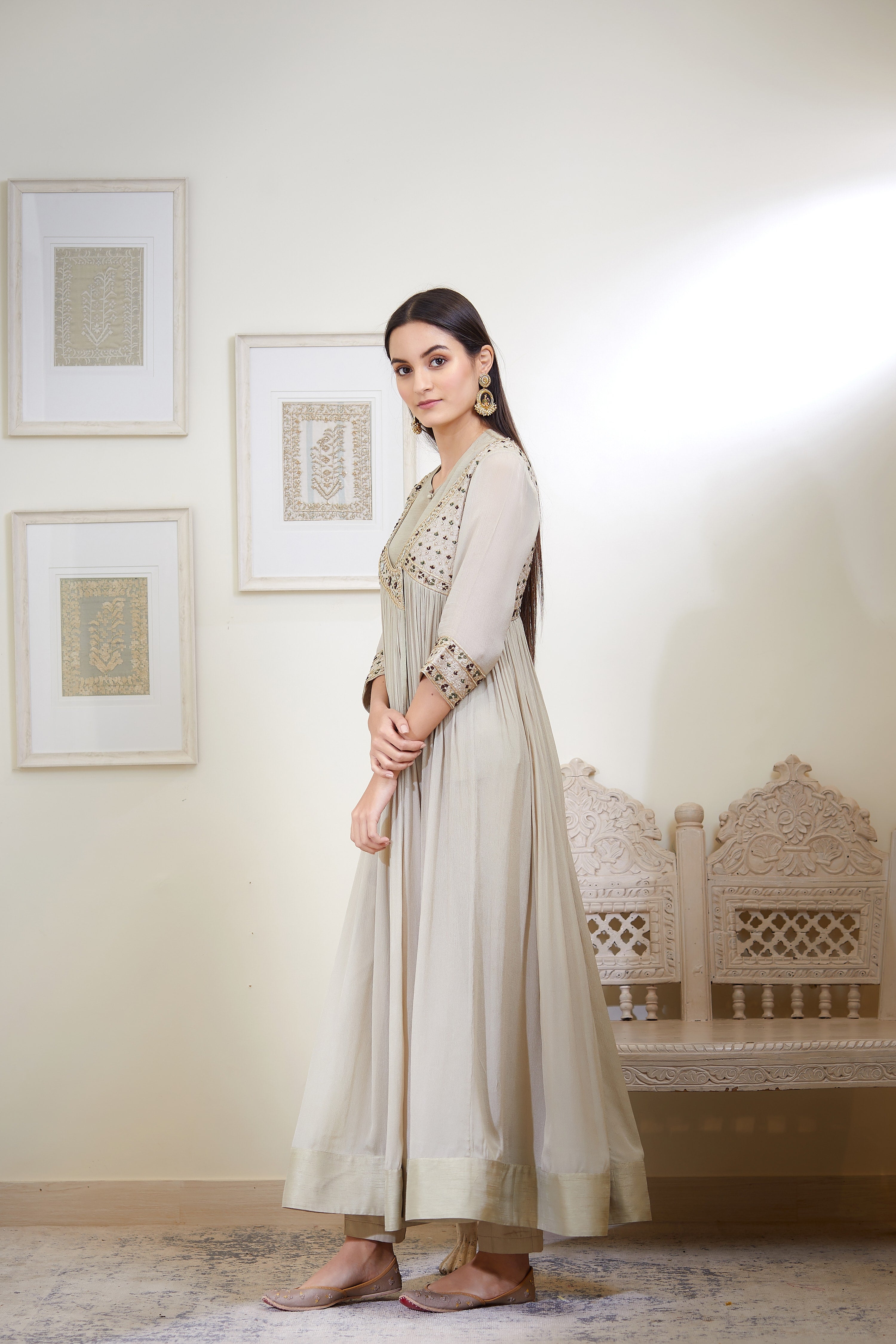 Fog Green Angrakha Set