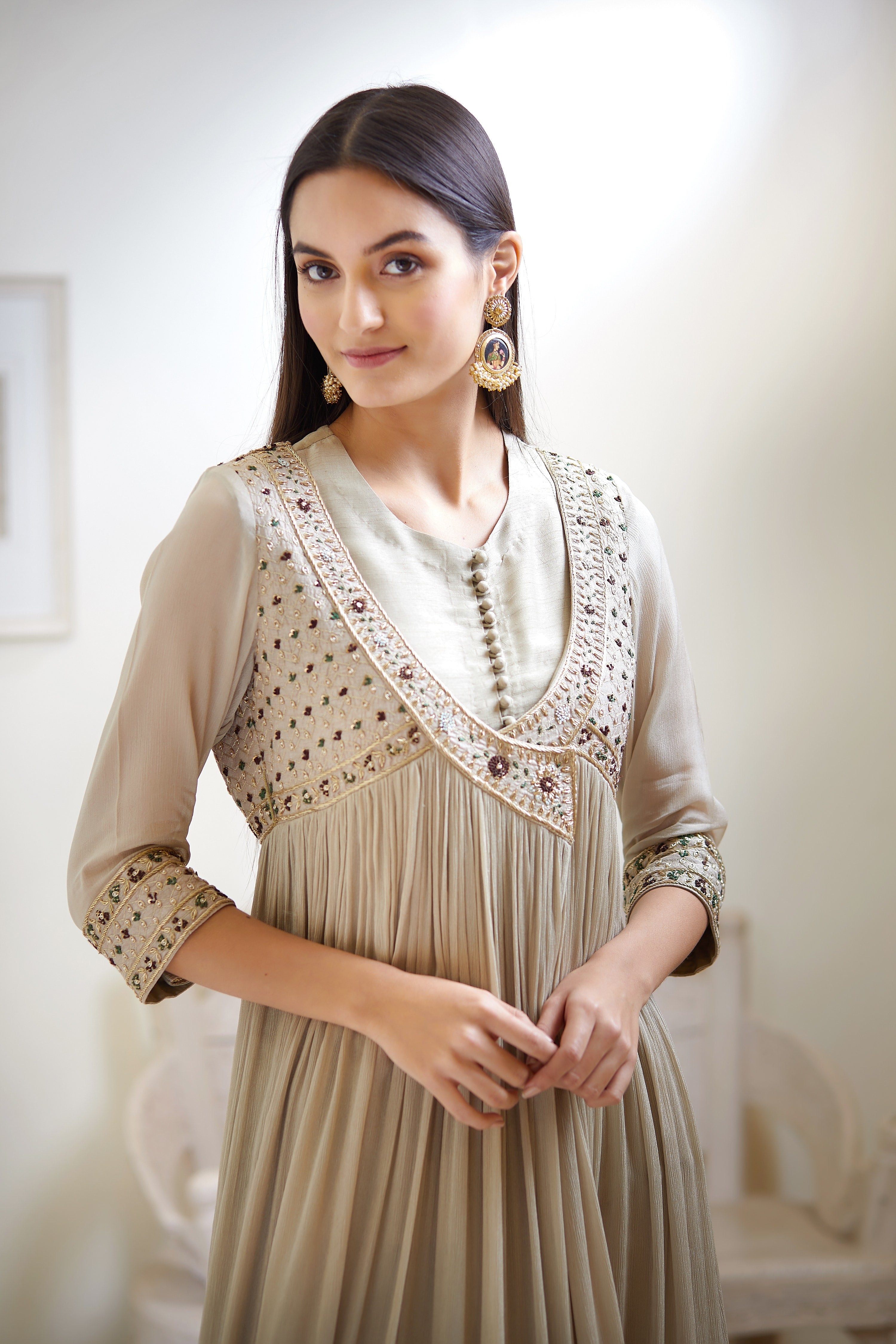 Fog Green Angrakha Set