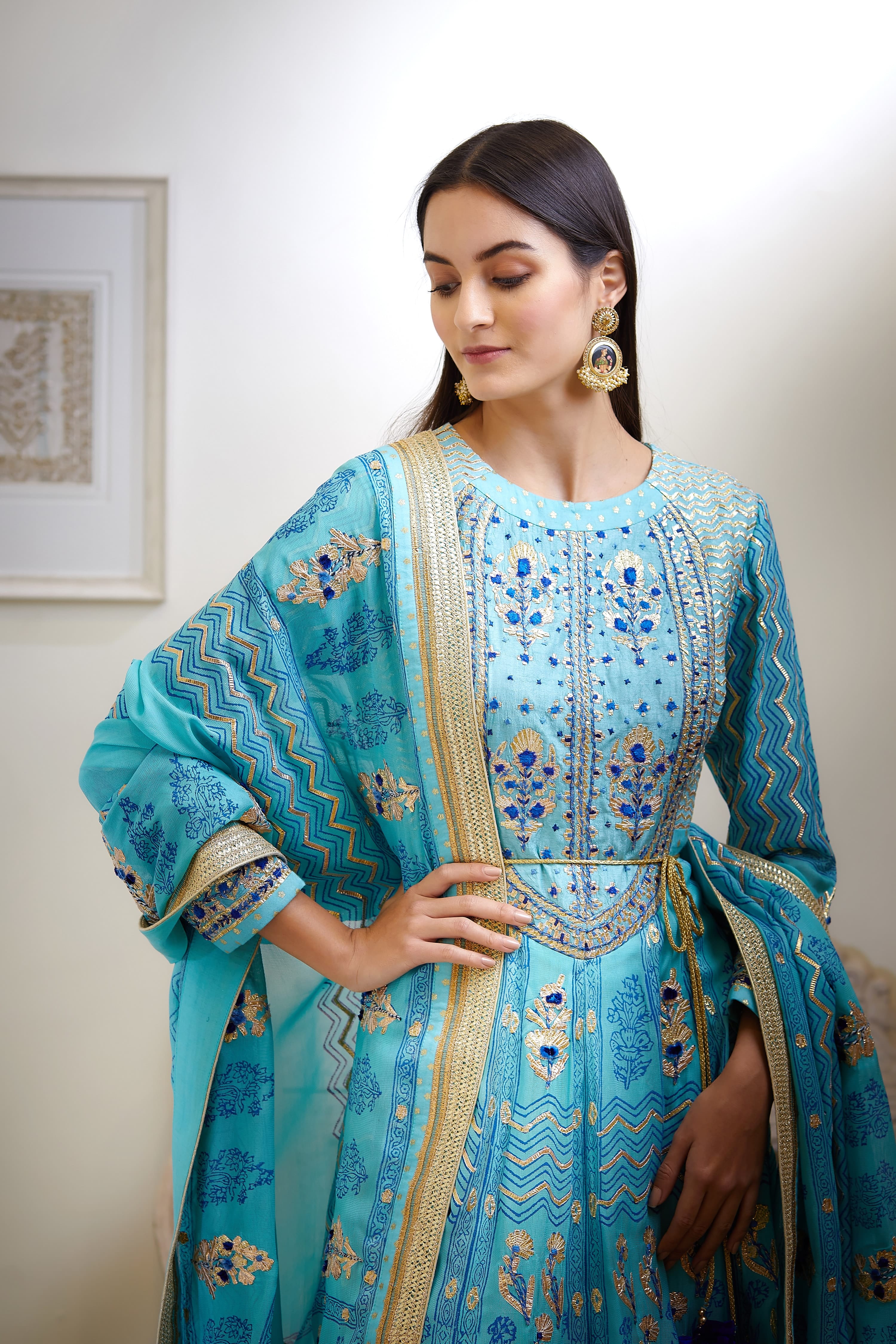 Blue Anarkali Set