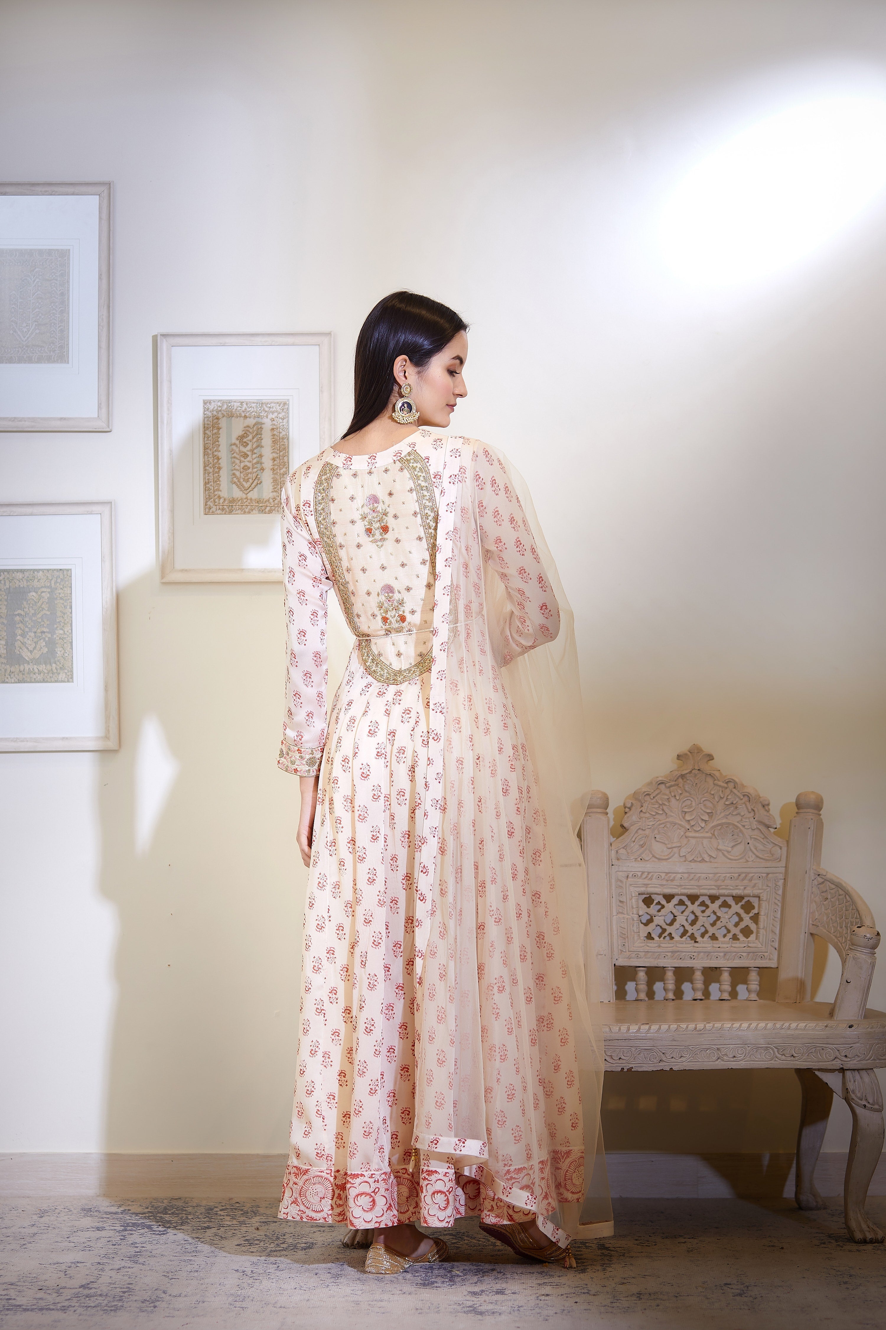 Off-White Anarkali Set