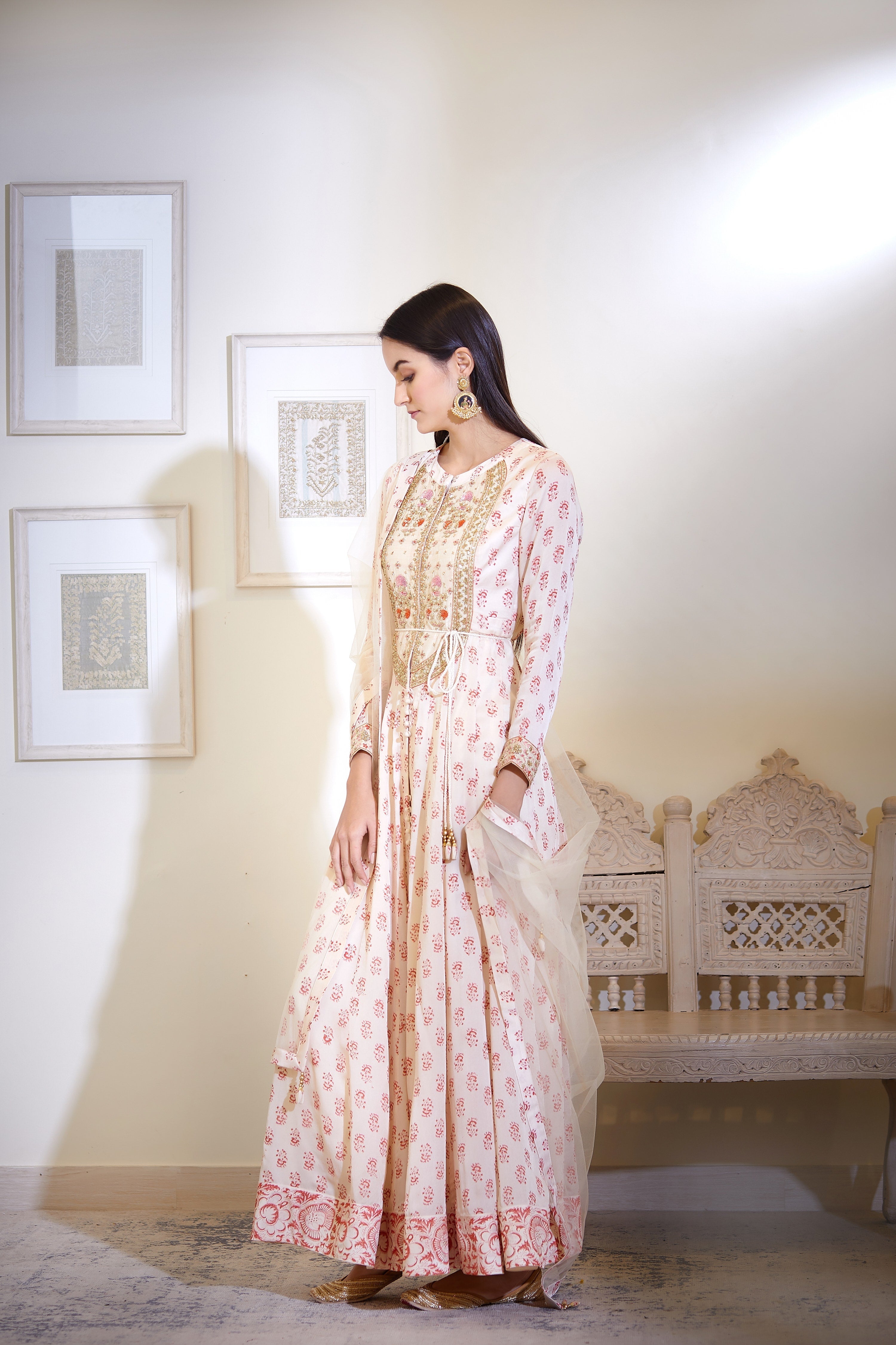 Off-White Anarkali Set
