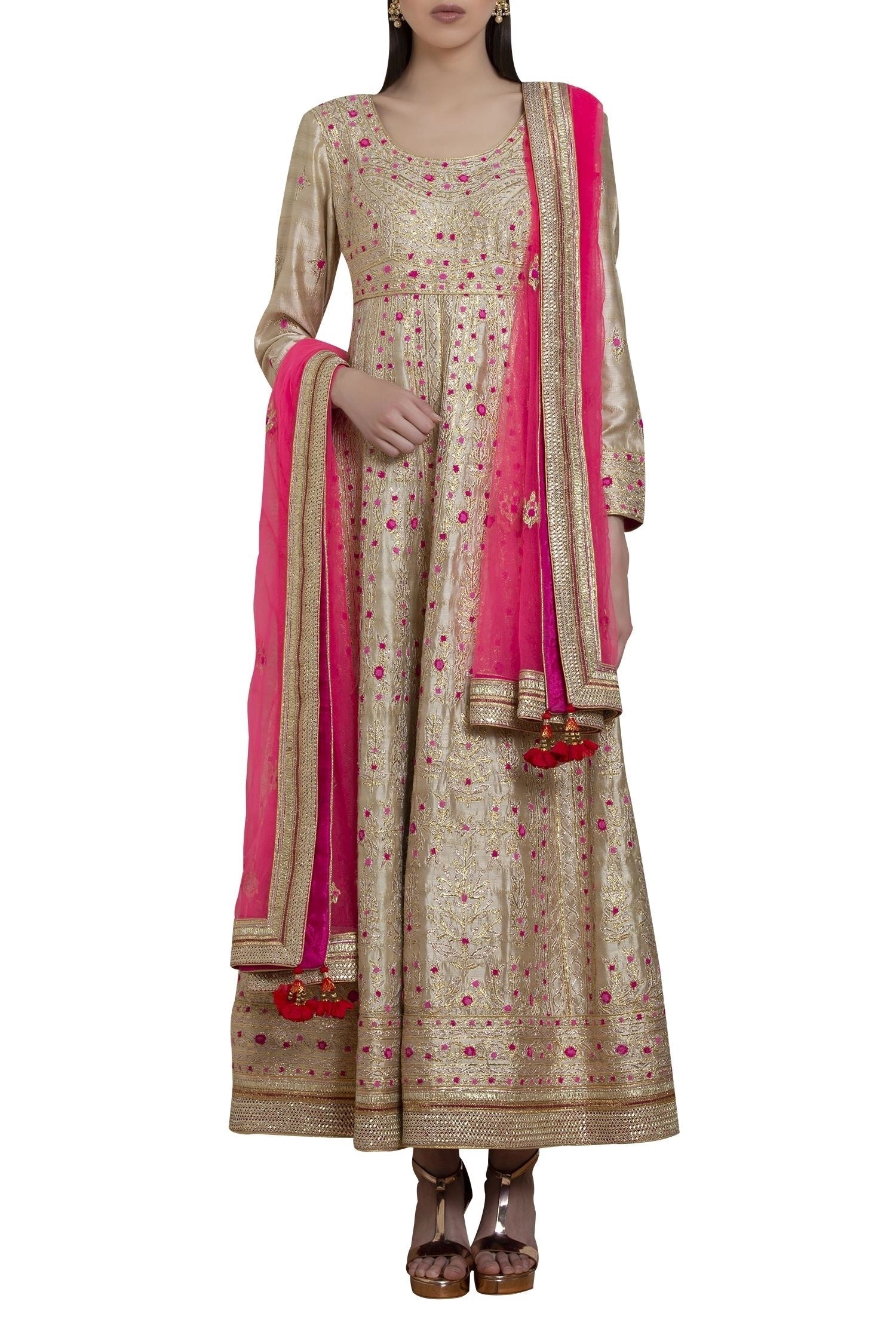 Gold - Pink Anarkali Set