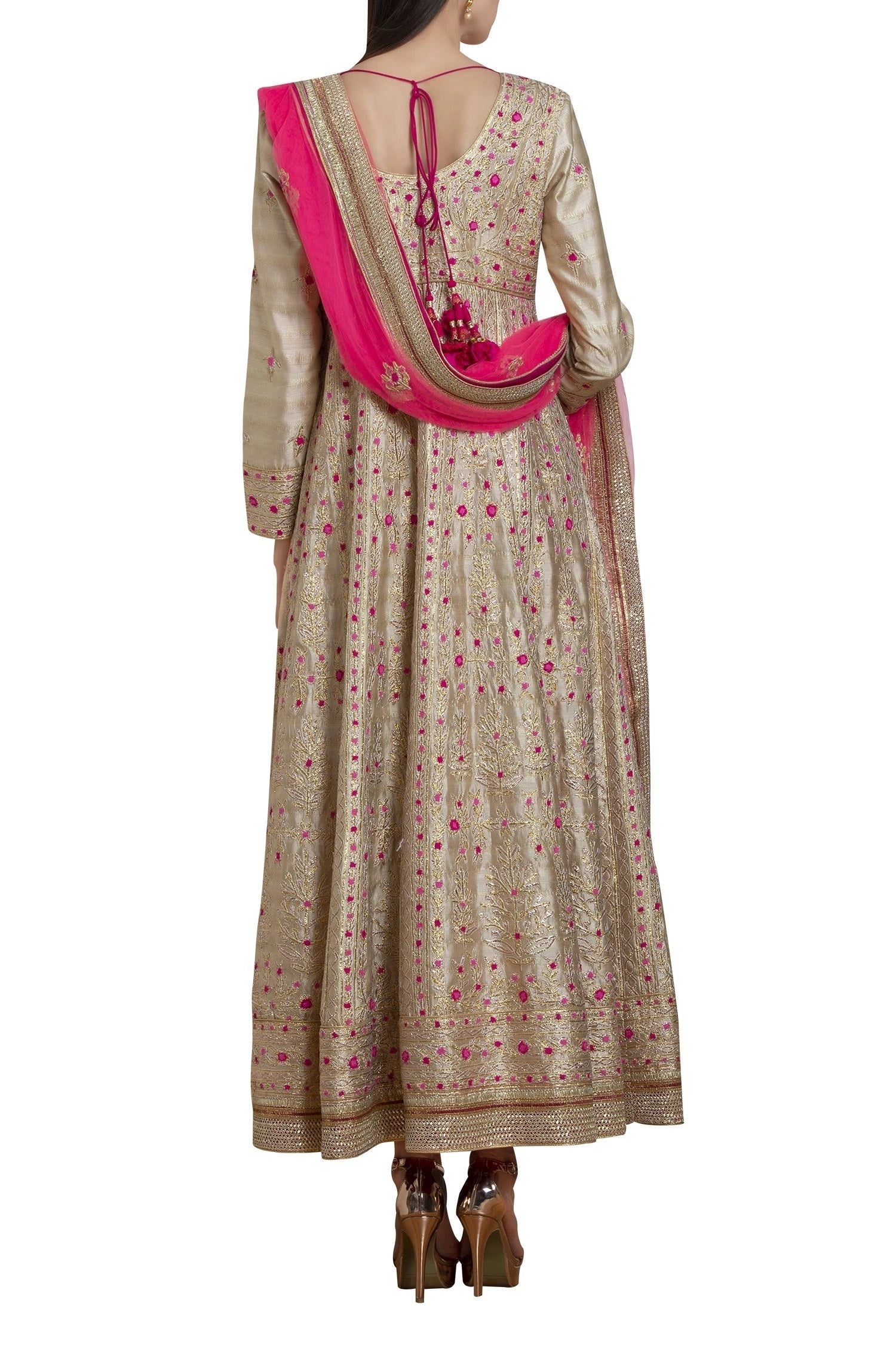 Gold - Pink Anarkali Set