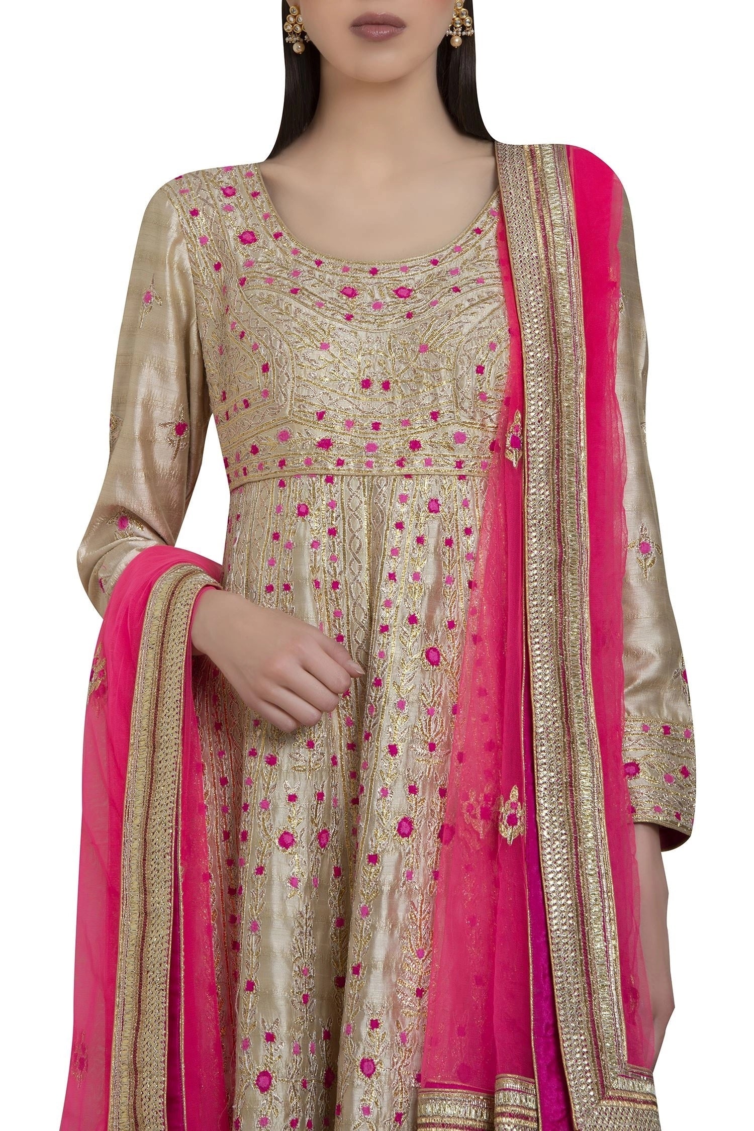 Gold - Pink Anarkali Set