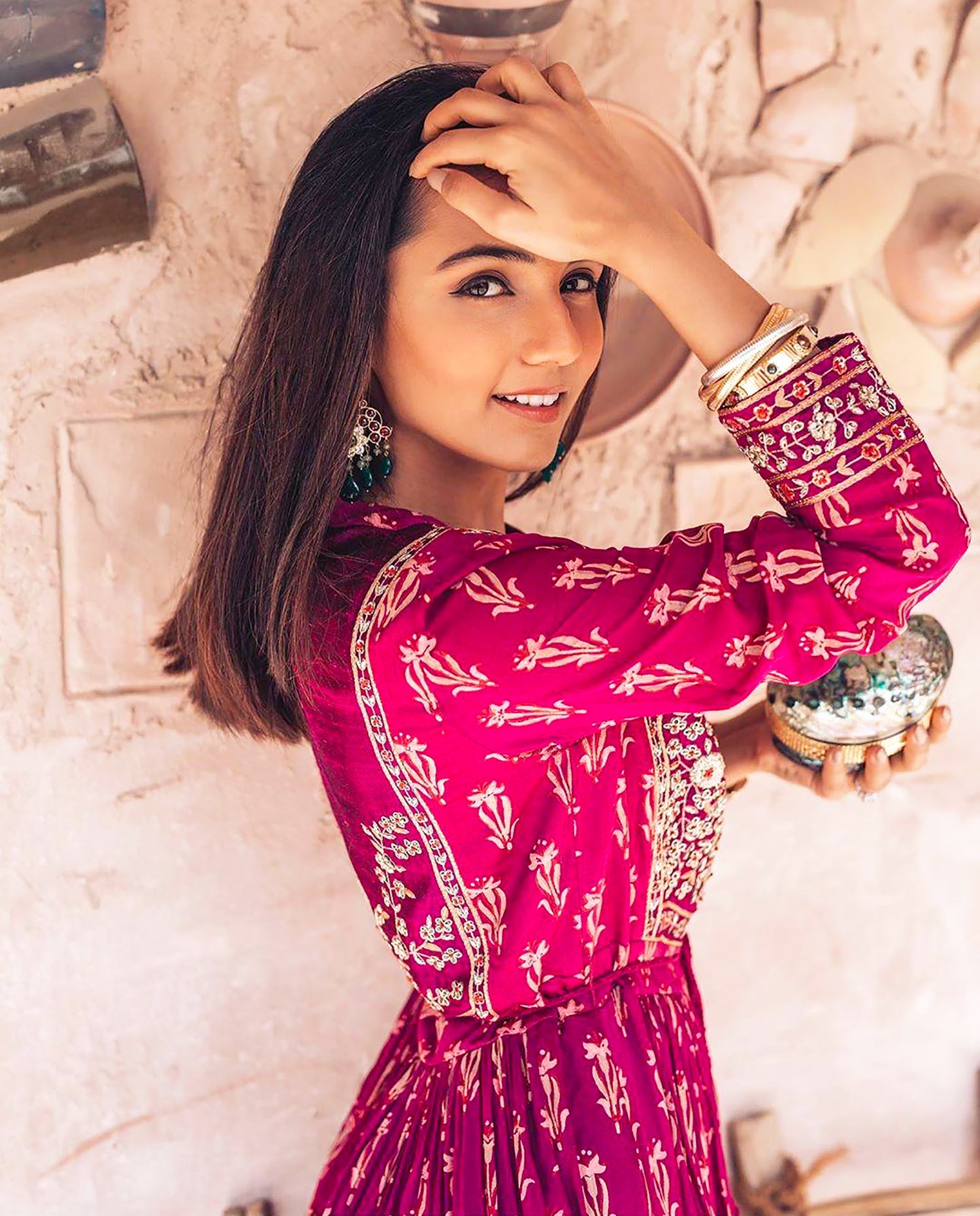 Grape Wine Anarkali Set as seen on Masoom Minawala