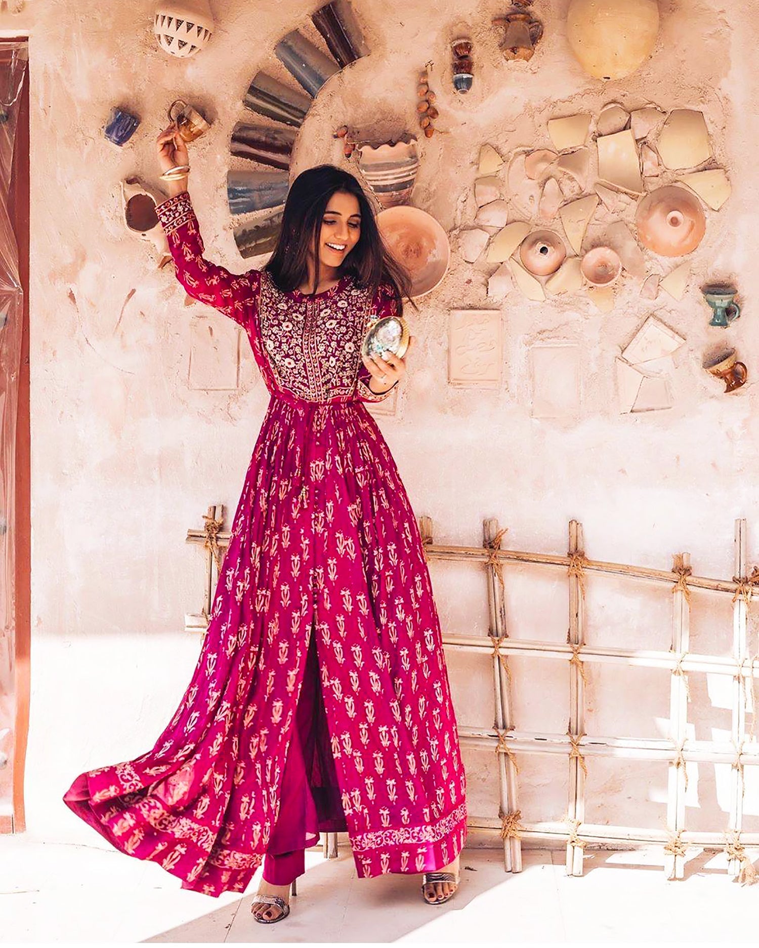 Grape Wine Anarkali Set as seen on Masoom Minawala