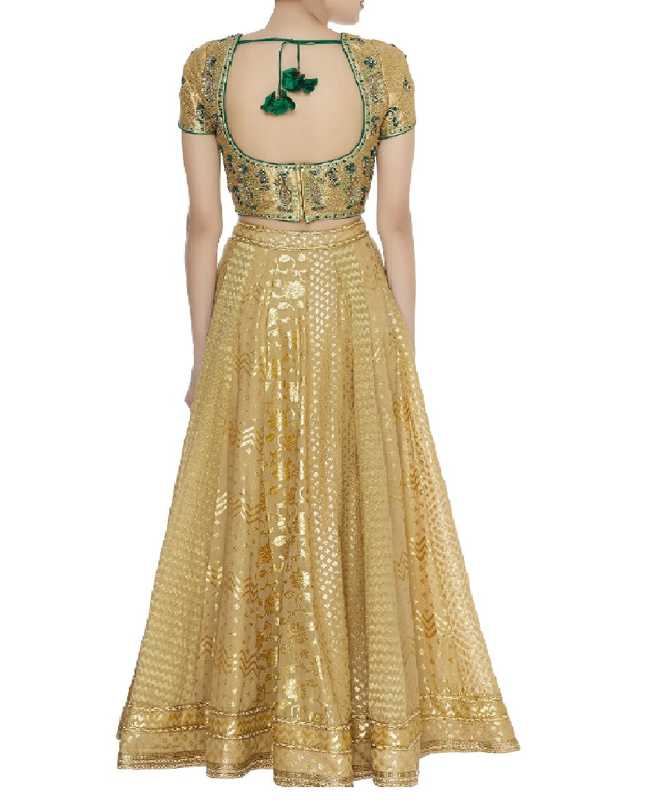 Zardozi chanderi & tissue lehenga set