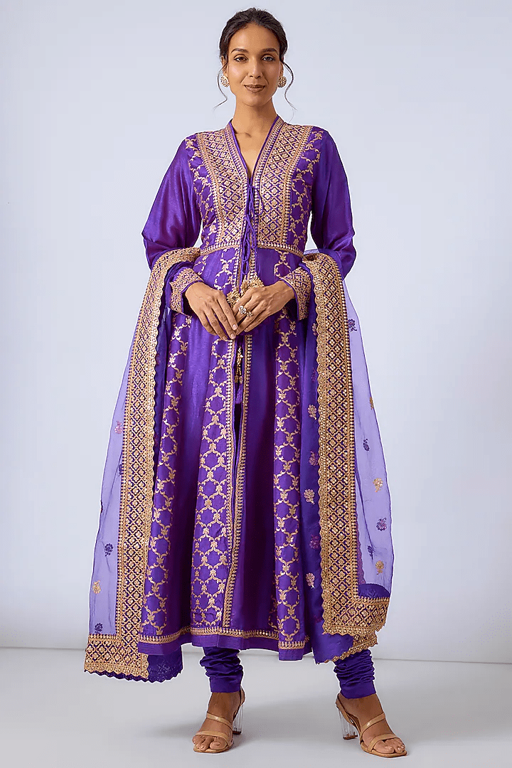 Marigold Brocade FO Set with Churidar-Elli AvrRam