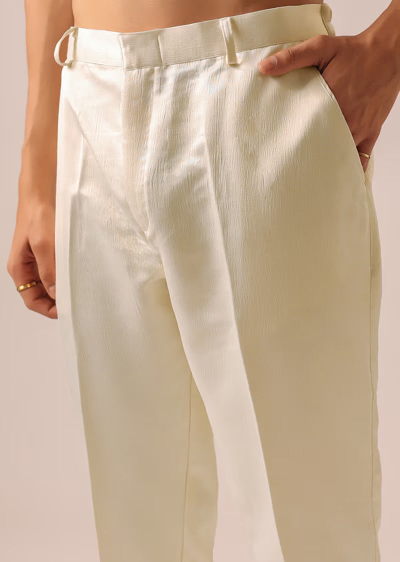 White Mirror Work Jacket And Kurta Set