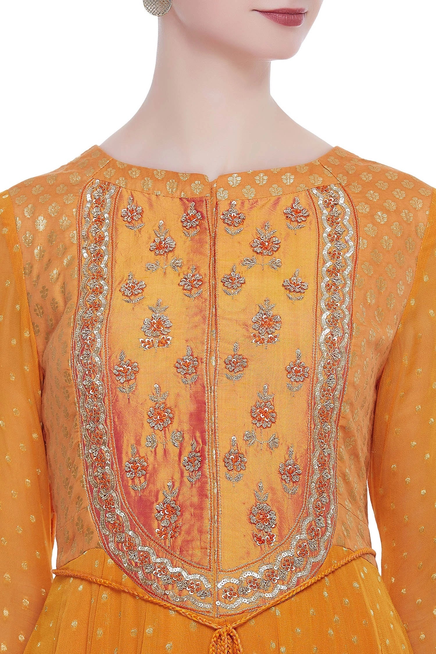 Zardozi embroidered anarkali kurta with dupatta and churidar