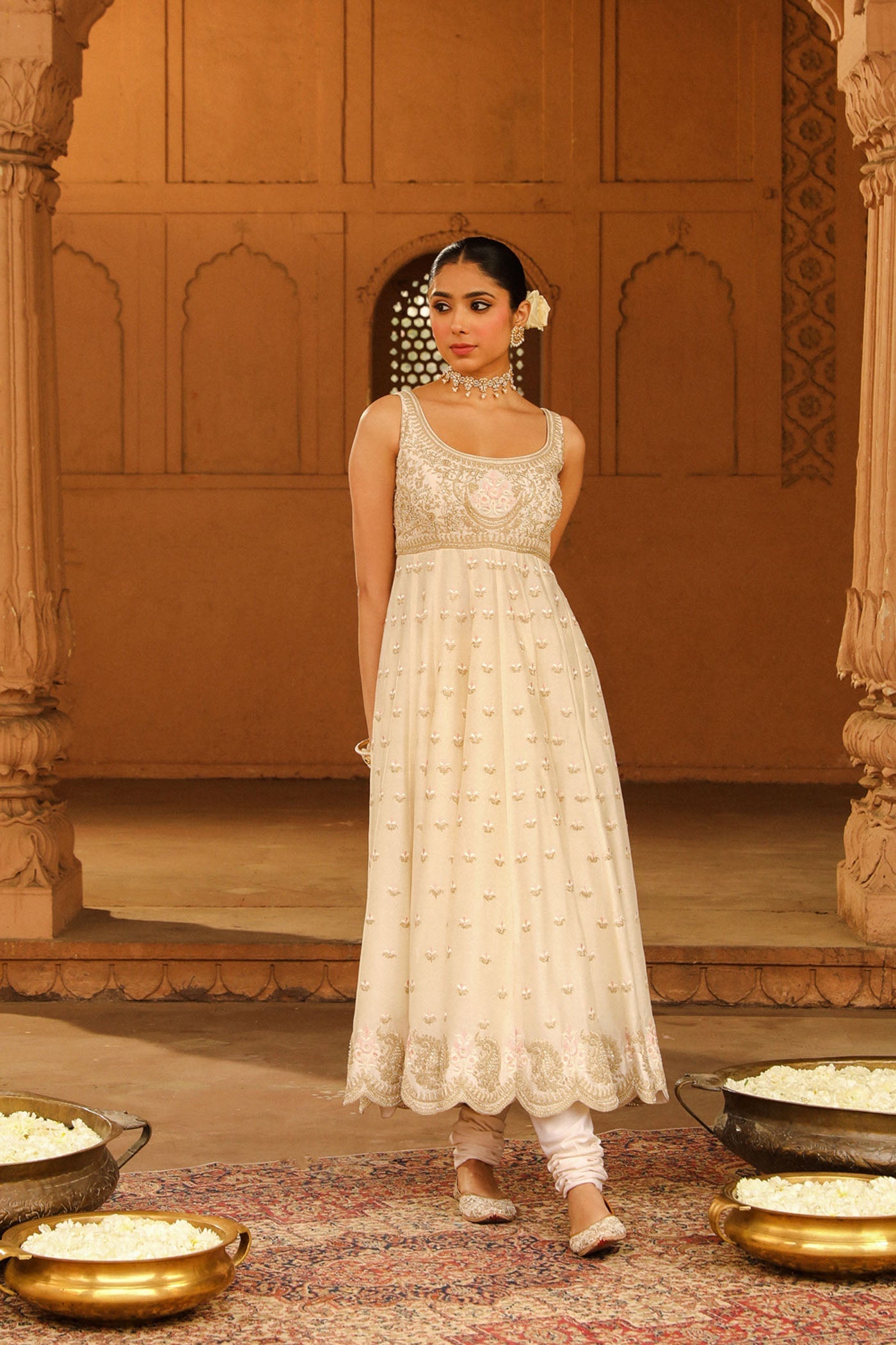 Chitrangda Singh  In Wafiya - Daisy Ivory Ankle Length Anarkali with Chooridaar and Dupatta