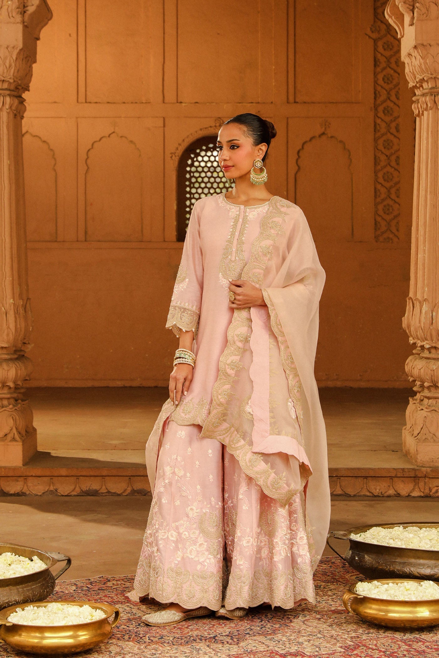 Ayda - Blush Pink Kurta with Sharara and Dupatta