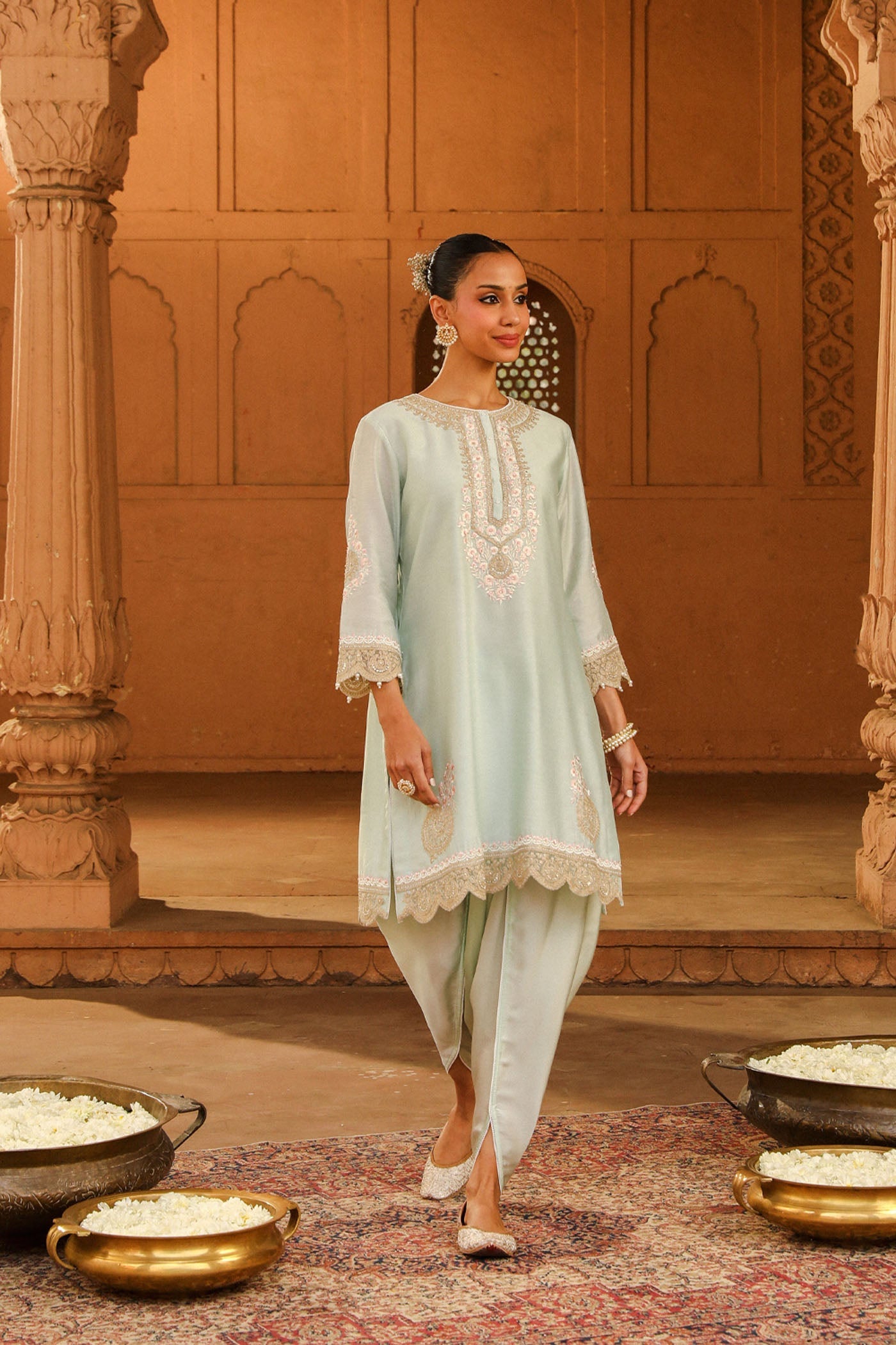 Ernika - Misty Green Kurta with dhoti (LXRTS)