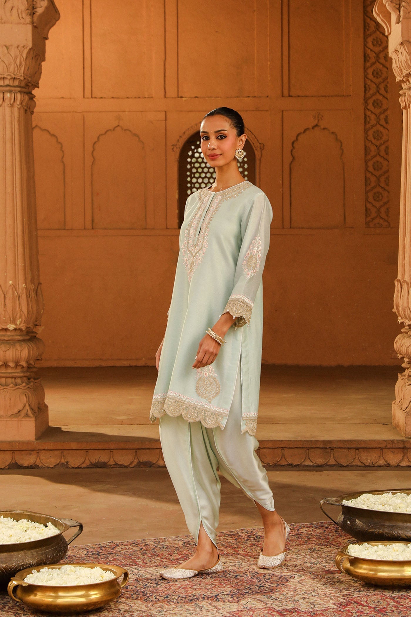 Ernika - Misty Green Kurta with dhoti (LXRTS)